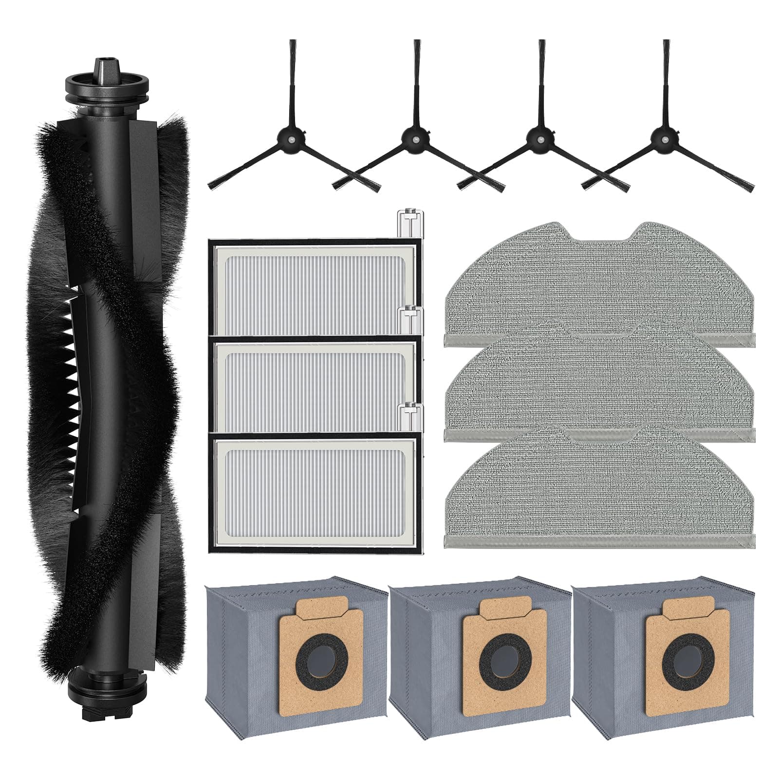 14 Pcs for Eufy X8 Pro Robot Vacuum Cleaner, X8 Pro Accessories, 1*Main Brush 3*Hepa Filters 3*Mop Pads 3*Vacuum Bags 4*Side Brushs, for eufy x8 pro parts