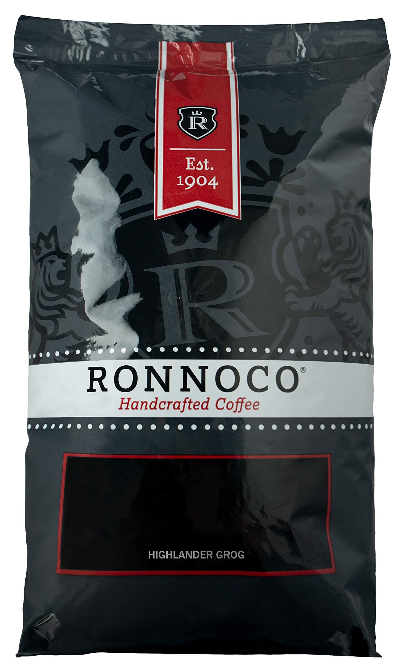 Ronnoco Highlander Grog Drip Brew Coffee - Whole Bean Handcrafted Ground Coffee since 1904, Bulk Size for Office, Hotel, and Restaurant, Rich With 100% Arabica Beans, 5 lb. Bag Of Organic Coffee Beans