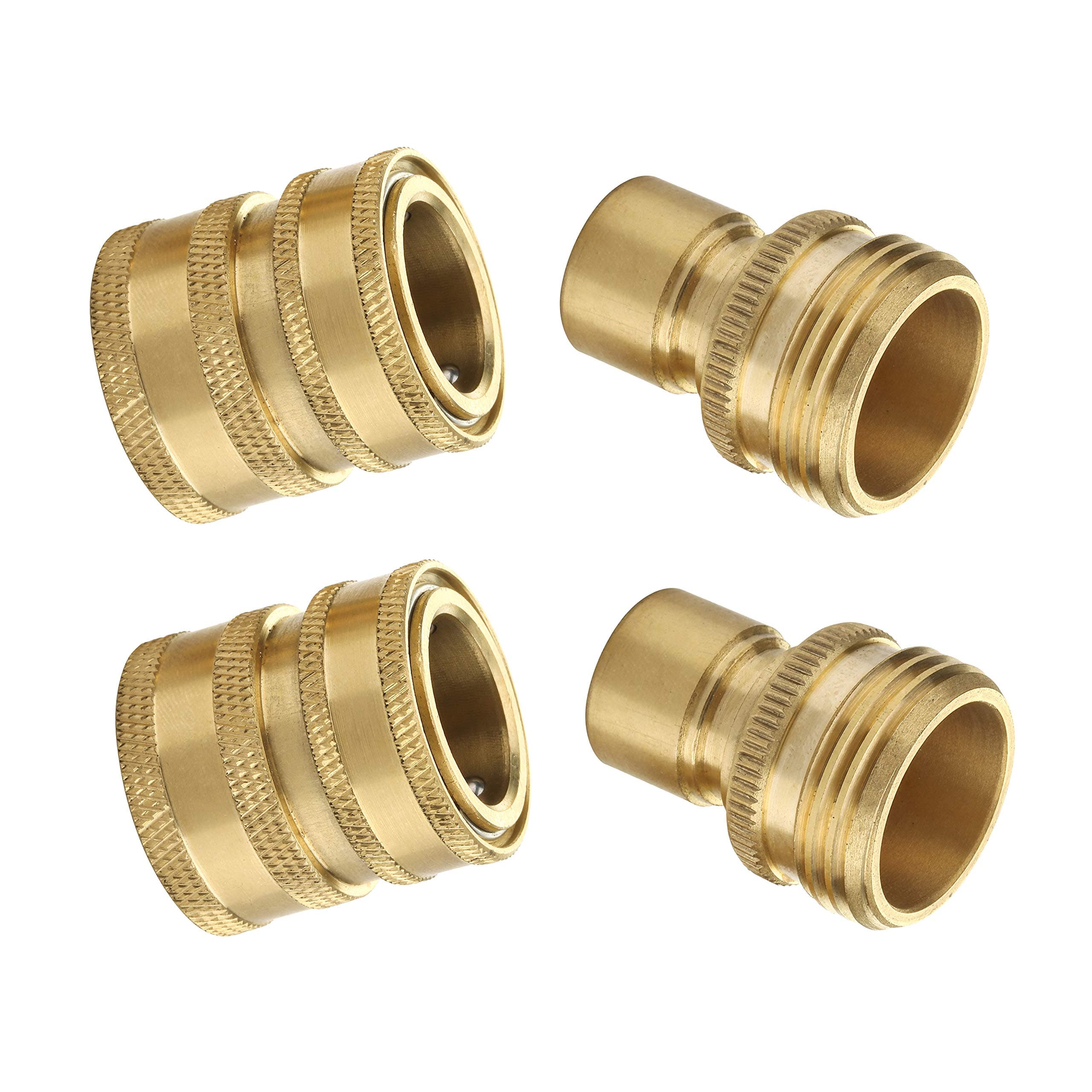 M MINGLE Garden Hose Quick Connect Kit, Brass Quick Connector Set, Male Female, 3/4’’, 2-Pack