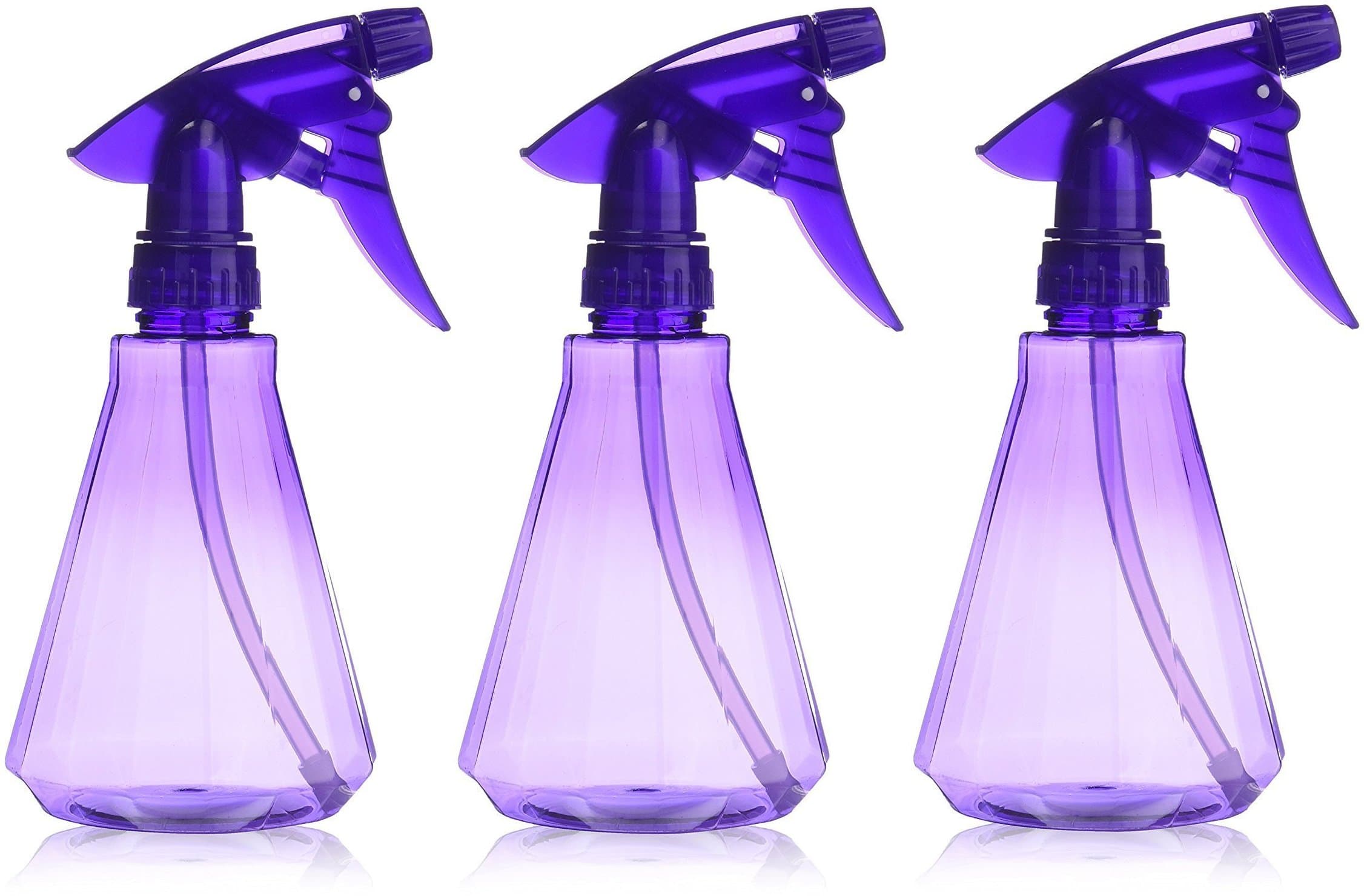 BAR5F Empty Plastic Spray Bottle 12 oz, Clear Purple, Adjustable Head Sprayer from Fine to Stream (Pack of 3)