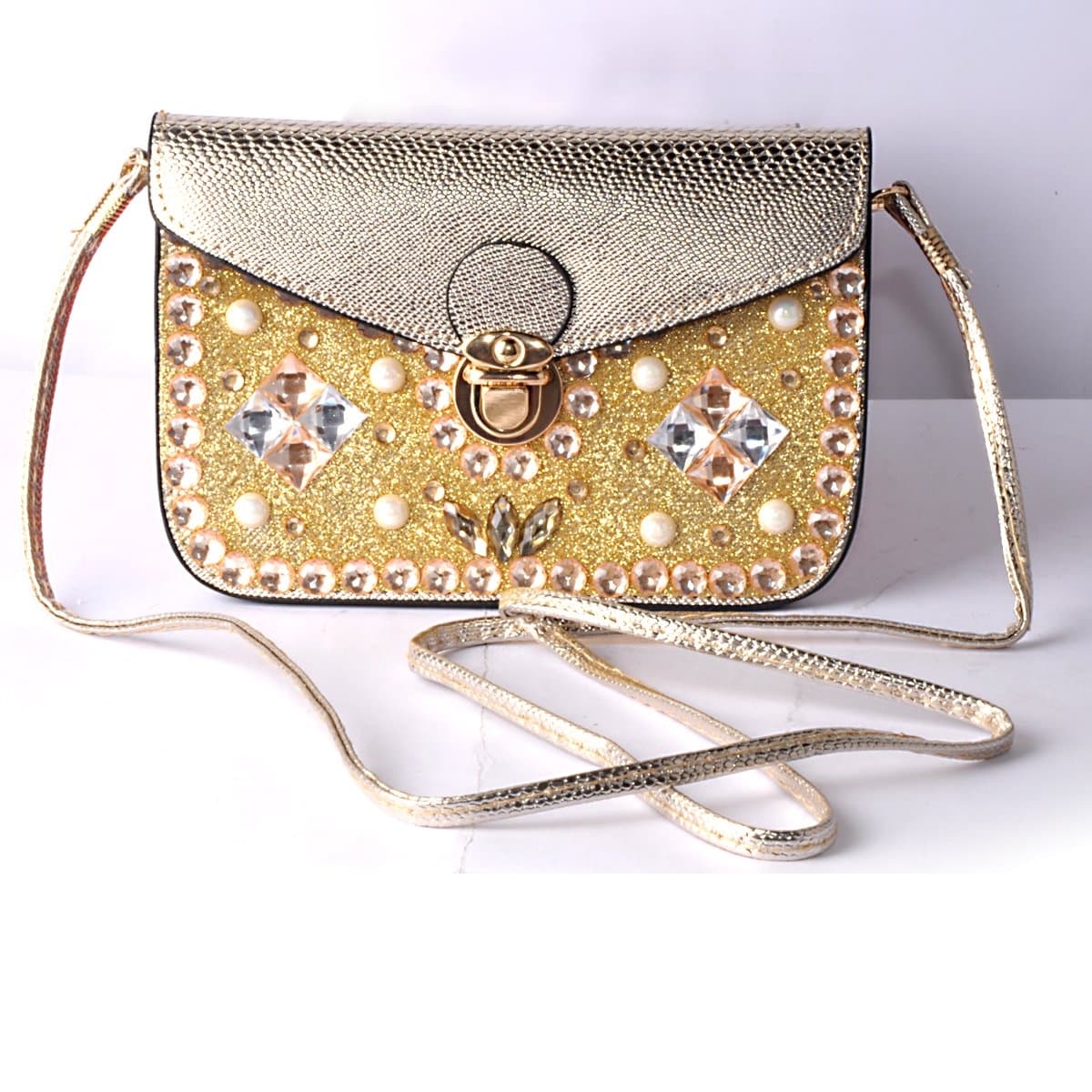 Deepfox iPhone 6/6s Plus Phone Bag, Cross-Body PU Leather Pounch Flip Cover [Diamond Lattice Design] with Long Strap for Apple iPhone 6 6s Plus, Samsung Galaxy S6 S7, Note 5/4 (Silver-Horizontal)