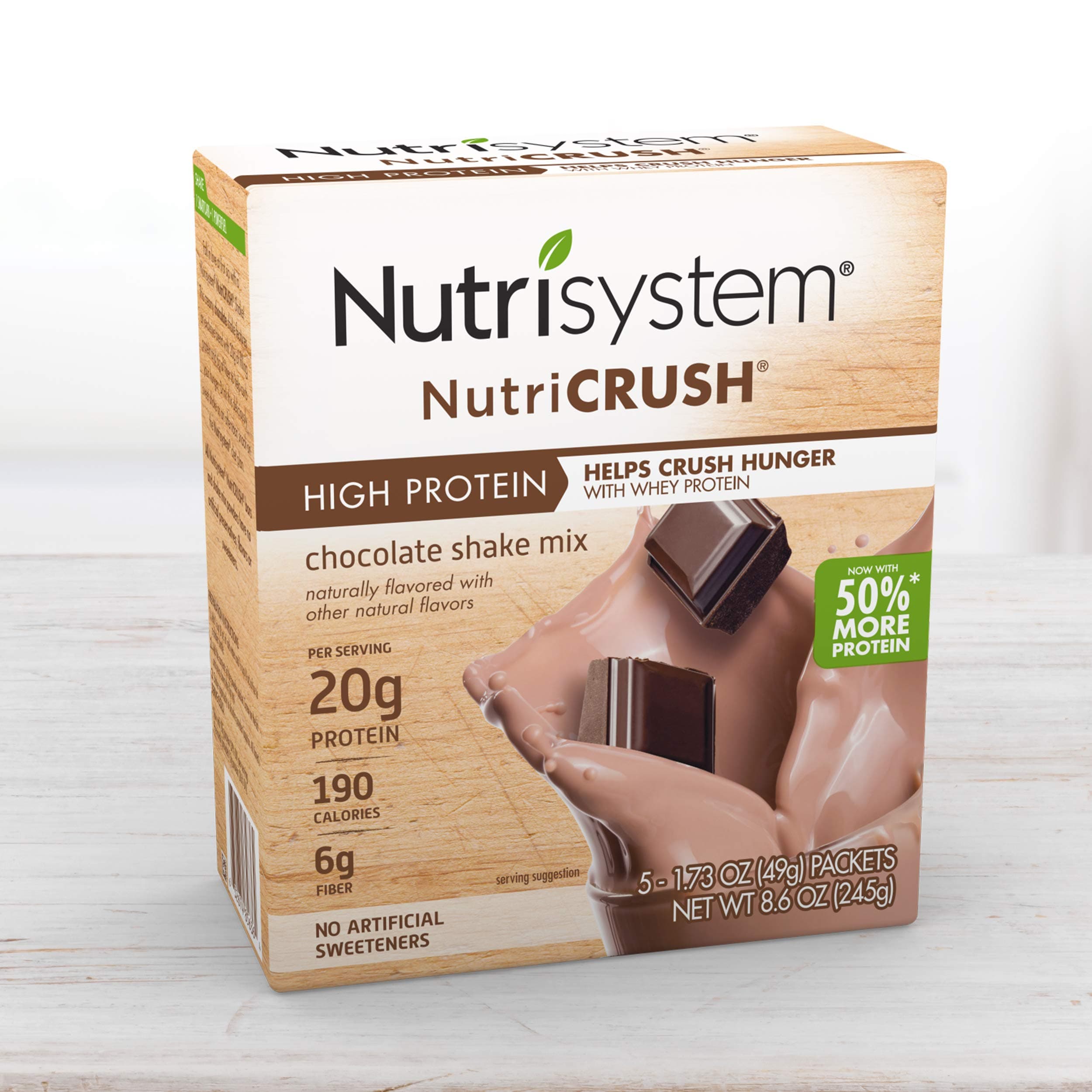 Nutrisystem® NutriCRUSH® Shake Mix - Chocolate, 20g Protein (20 ct Case) - On The Go Protein Shakes to Support Healthy Weight Loss