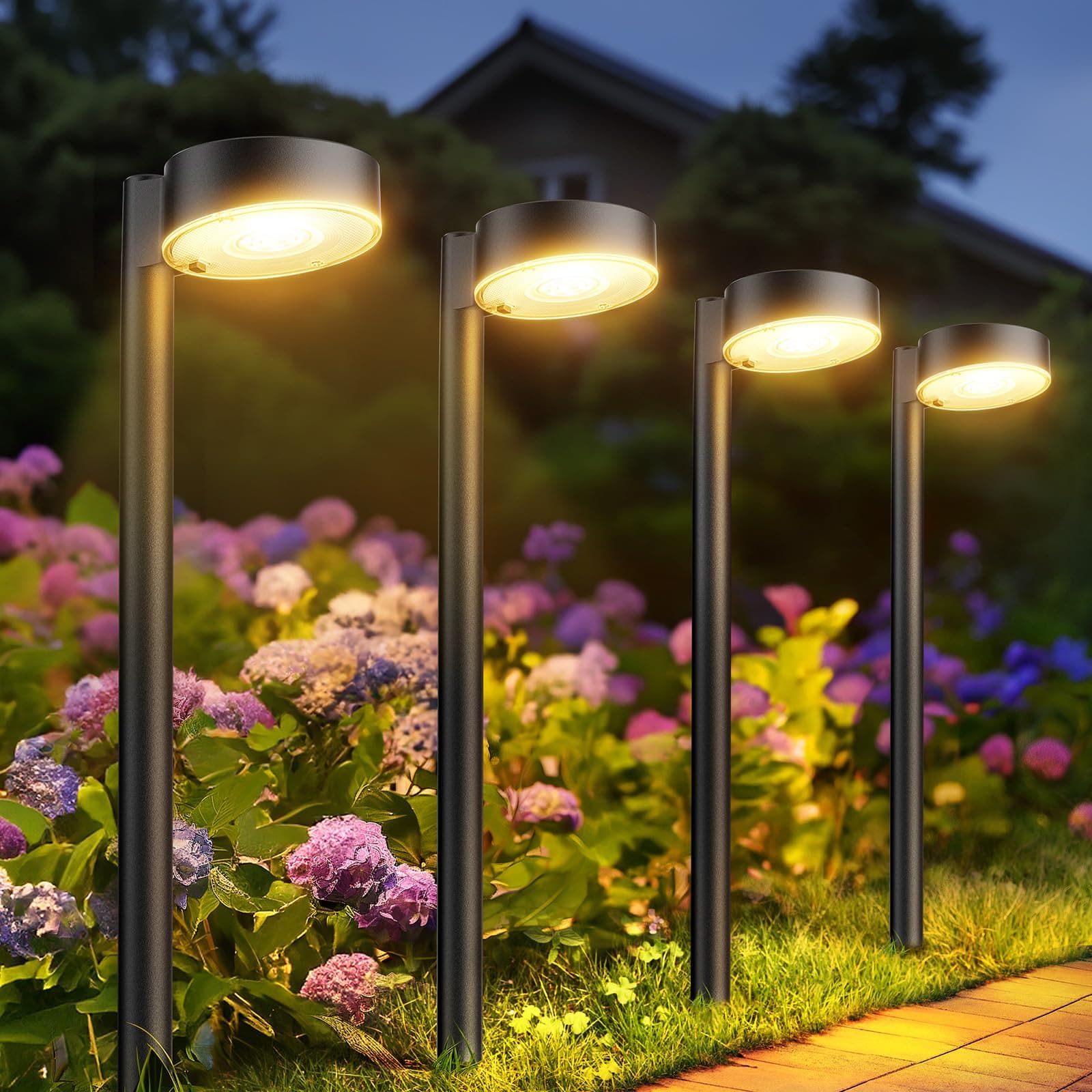 8 Pack Solar Pathway Lights Outdoor, Bright 12 LED Solar Lights Outdoor Waterproof for Yard, Over 12Hrs Long Lighting Solar Powered Garden Lights for Outside Walkway Patio Path Driveway