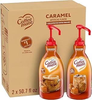 Nestle Coffee mate Coffee Creamer, Caramel, Liquid Concentrate Pump Bottle, Non Dairy, No Refrigeration, 50.7 fl oz (Pack of 2)