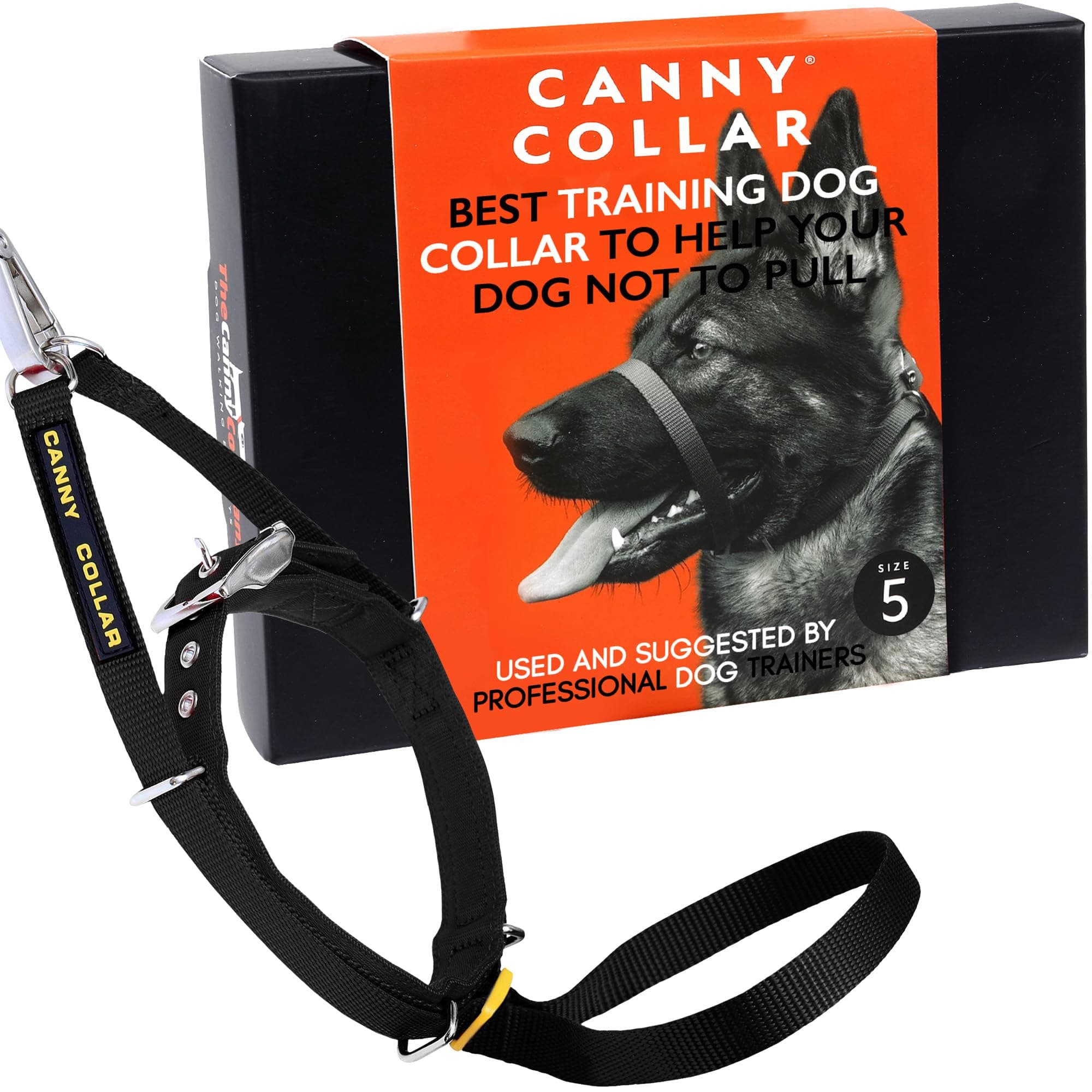 Canny Collar No-Pull Dog Head Collar | Train Your Dog to Stop Pulling & Walk On a Loose Leash | Gentle, Safe, Comfortable Training Aid | Medium/Large Dogs | Black, Size 5
