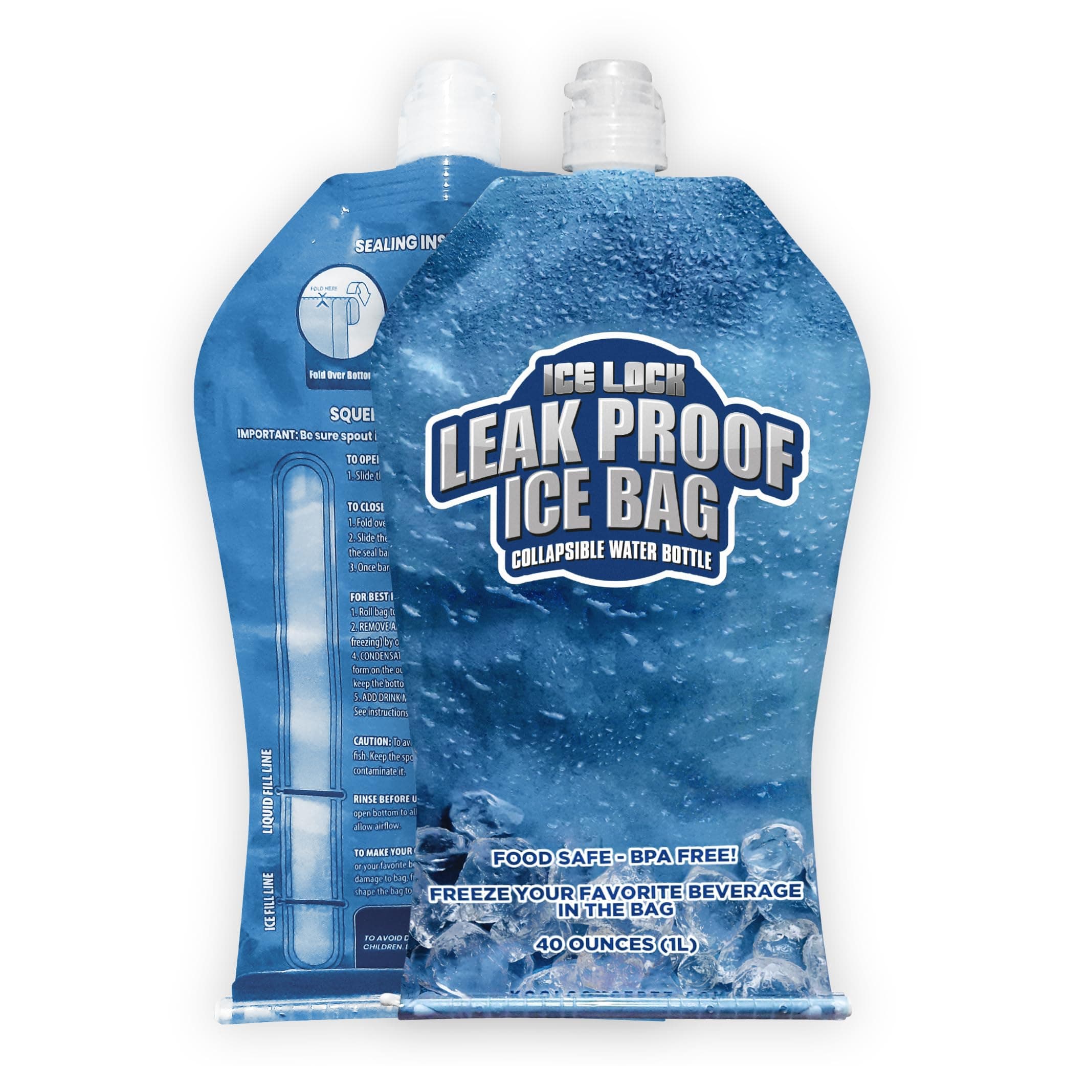 Large Leakproof Ice Bag. Reusable Ice Pack for Cooler - Long Lasting Instant Cooler Ice Packs - Drop in Cubed Ice to Make Cold, Dry Freezer Packs for Coolers - Drink Your Ice When It Melts