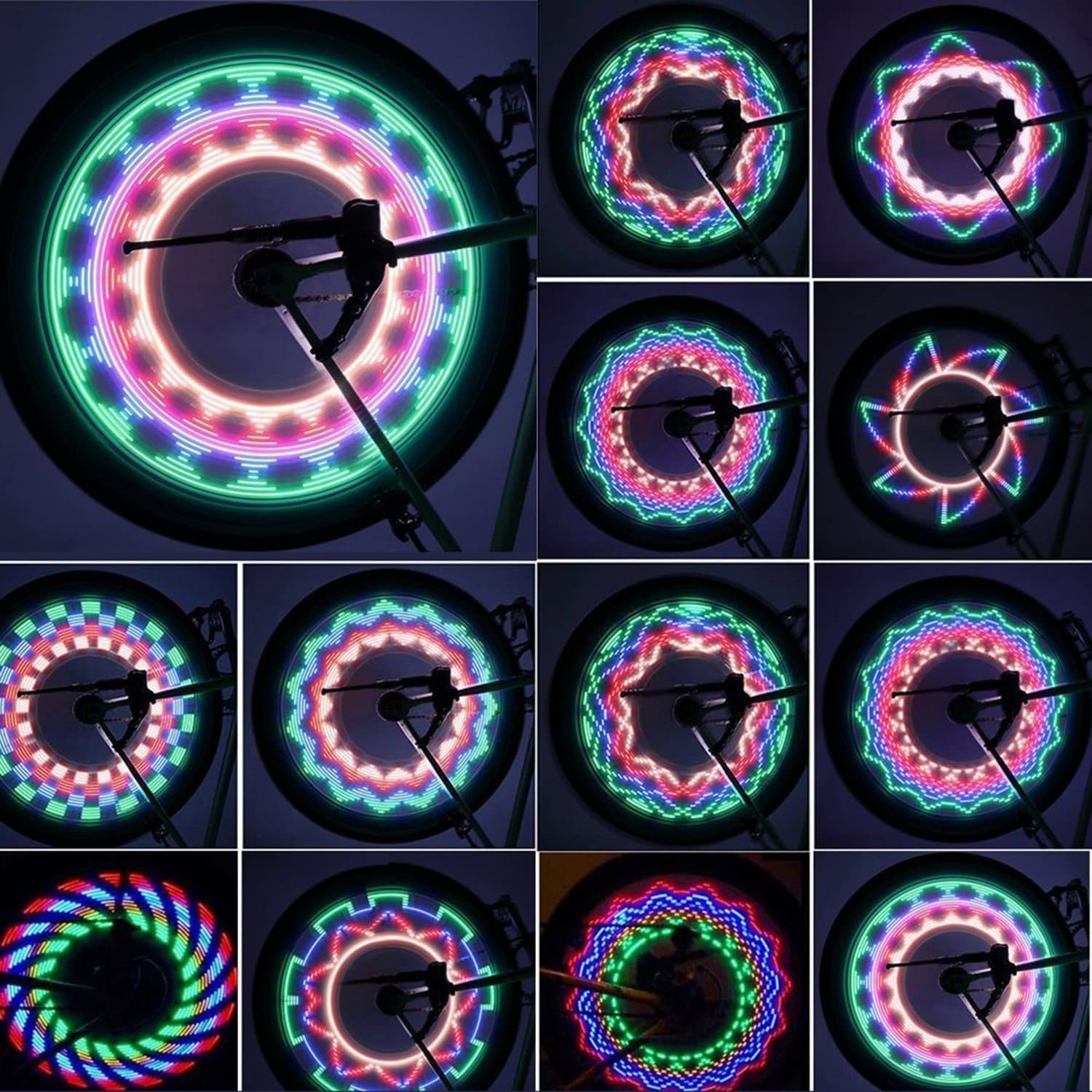 Bicycle Waterproof Wheel Light 30/32/42 Different Patterns-Bike Rim Lights Bicycle Wheel Spoke Decorations Light With Auto & Manual Dual Switch Ultra Bright 14/32 LEDS Bicycle Tire Accessories for MTB