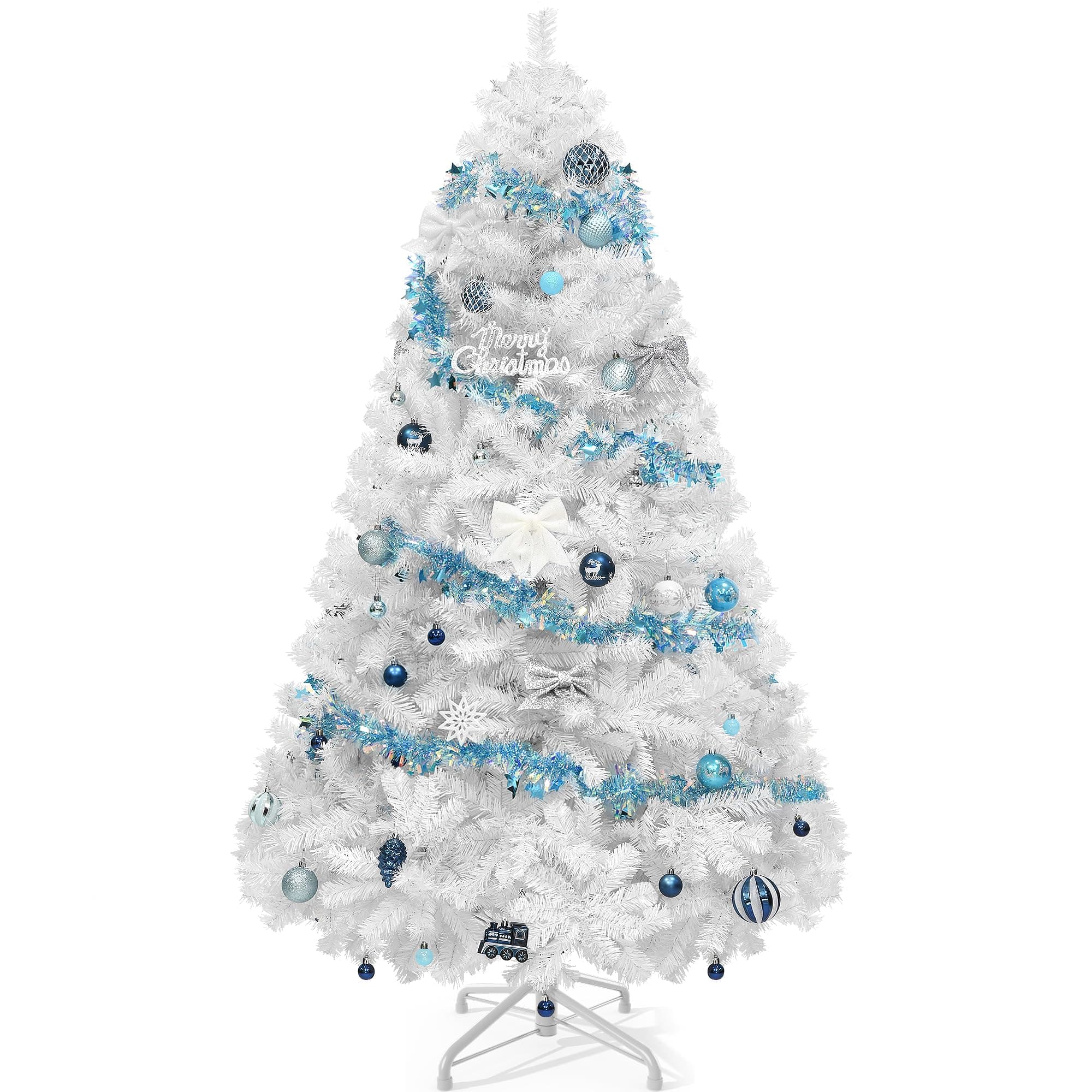 YITAHOME White Spruce Artificial Christmas Tree, 6 FT Artificial Unlit Pine Tree with 818 Branch Tips and Metal Hinges & Foldable Base for Home, Office, Party Decoration