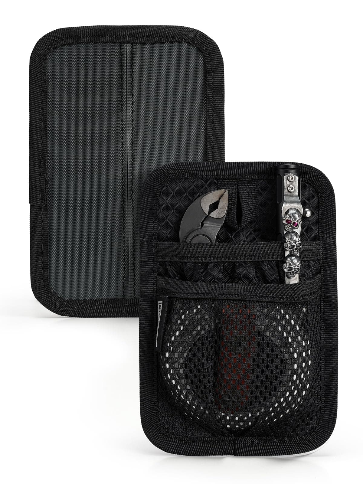 TACTICAL_GEEK TCM4 Mini EDC Organizer Board, Backpack Accessories with Smooth Hook Back Panel, Utility Admin Bag Insert Panel Modular Organizer with Open Pocket & Mesh Pocket (Black)