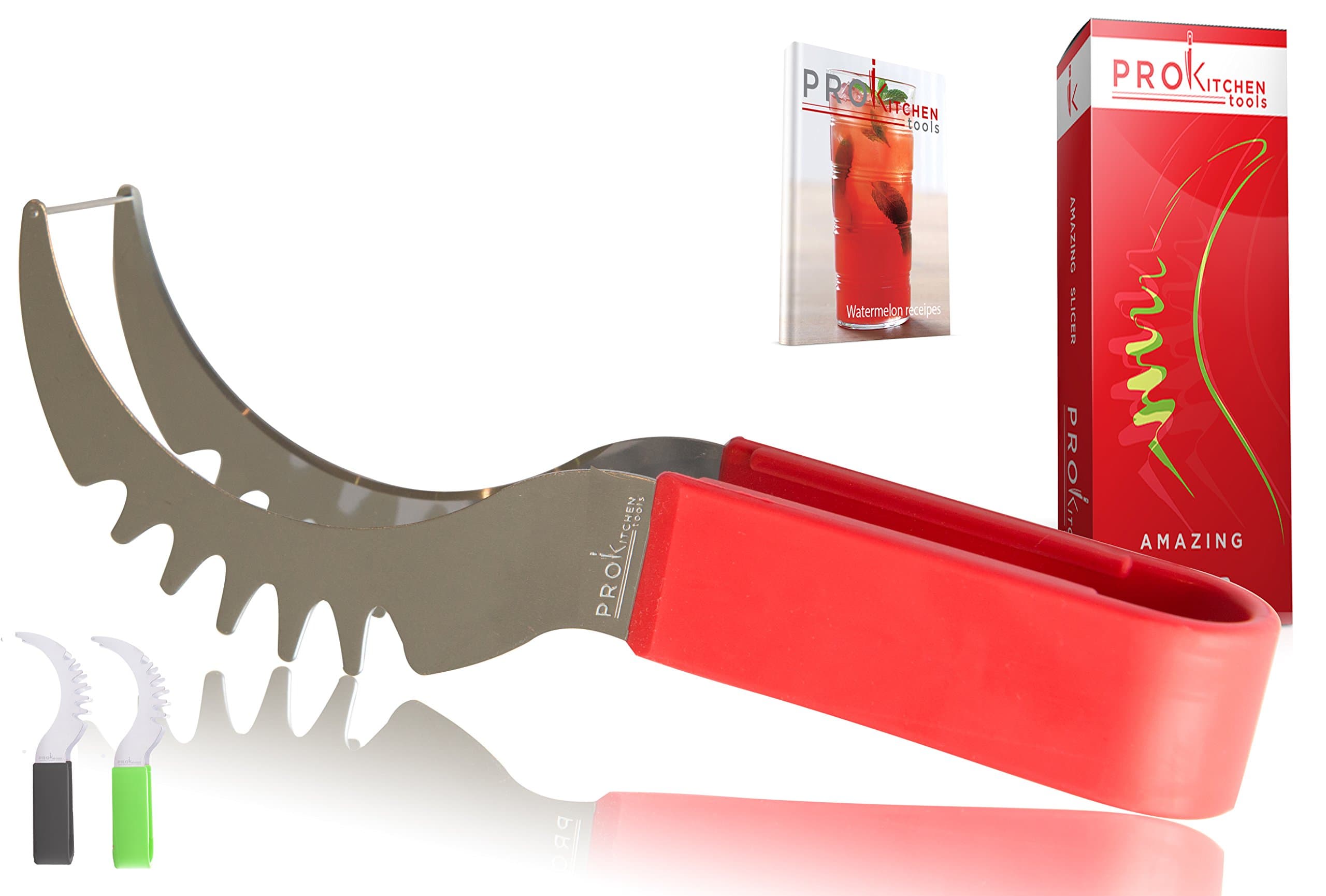 Pro Kitchen Tools Watermelon Slicers with Silicone Grip, Red (Set of 2)