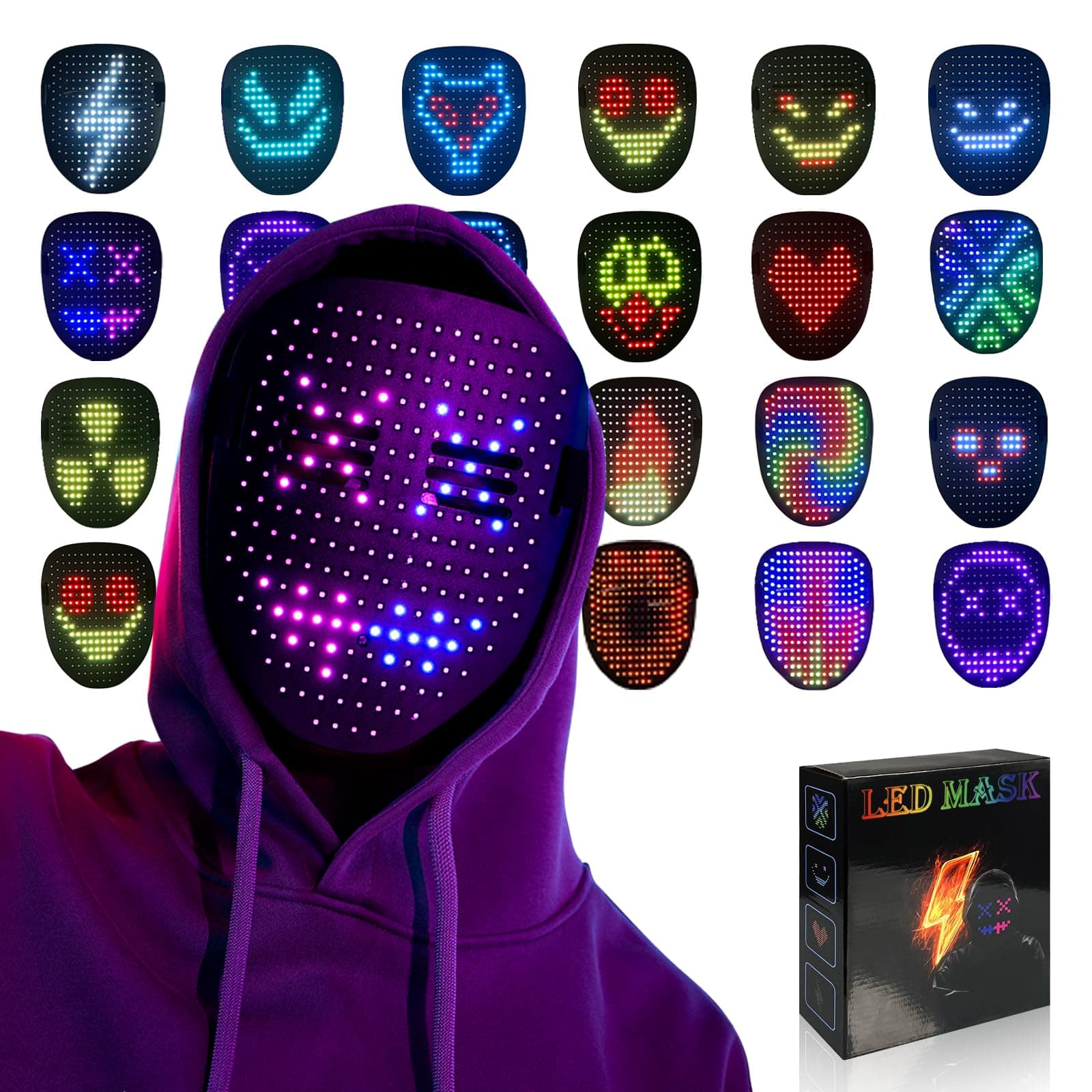 - Led Mask Light up Mask with Gesture Sensing, Cool Glowing Toys Masks Great Gift for Halloween Christmas Costume Party