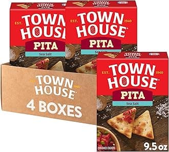 Pita Crackers, Oven Baked, Lunch Snacks, Sea Salt (4 Boxes)