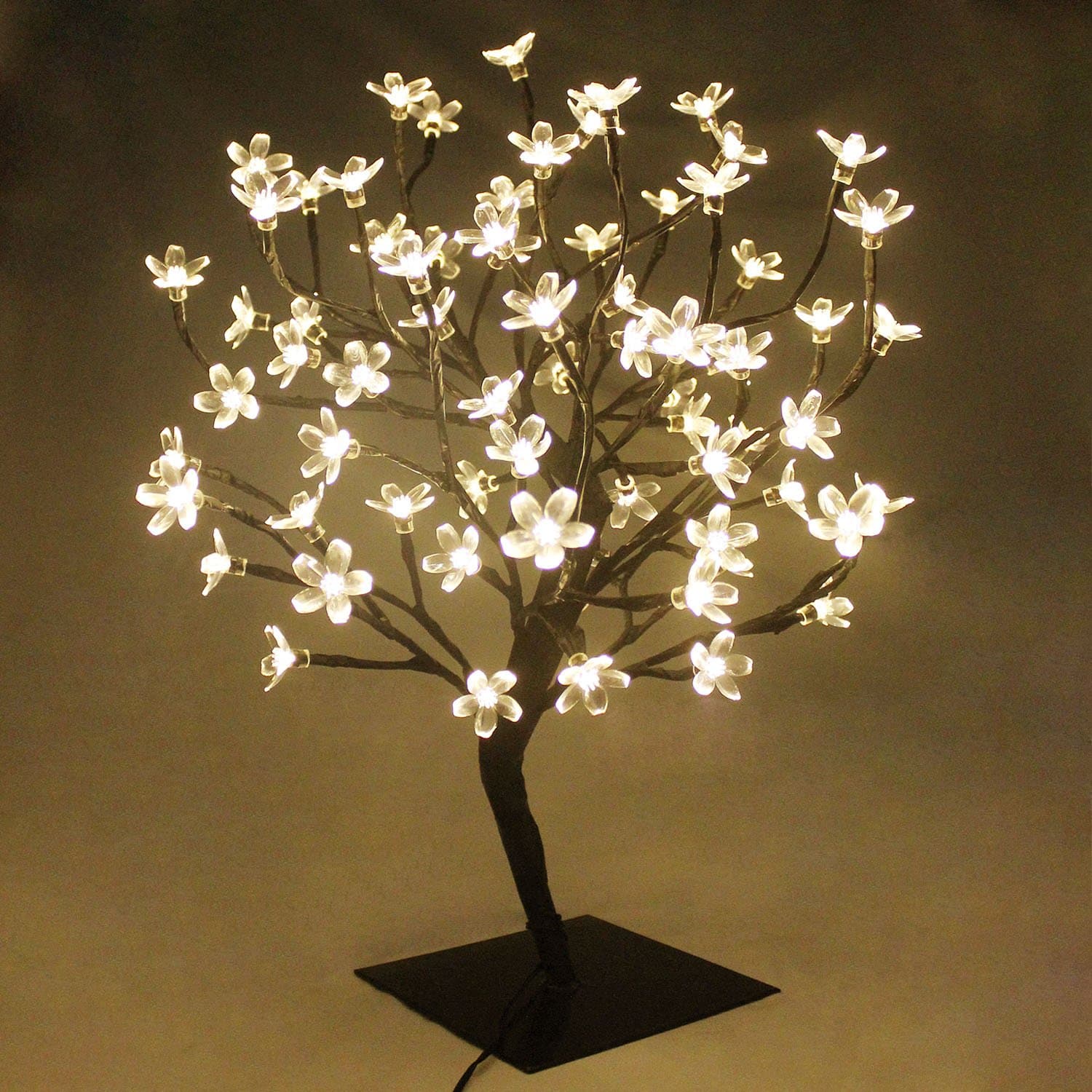 45cm LED Cherry Blossom Bonsai Stylt Tree Lamp With 72 LED Warm White Fairy Lights,Stable Square Metal Base,Easter,Christmas xmas Tree Light