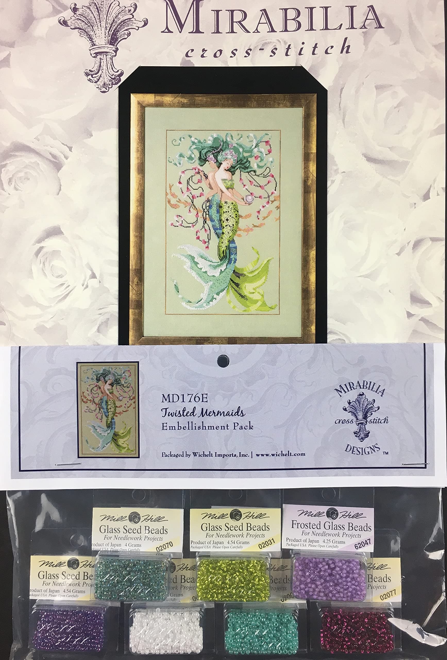 Twisted Mermaids Cross Stitch Pattern with Embellishment Pack