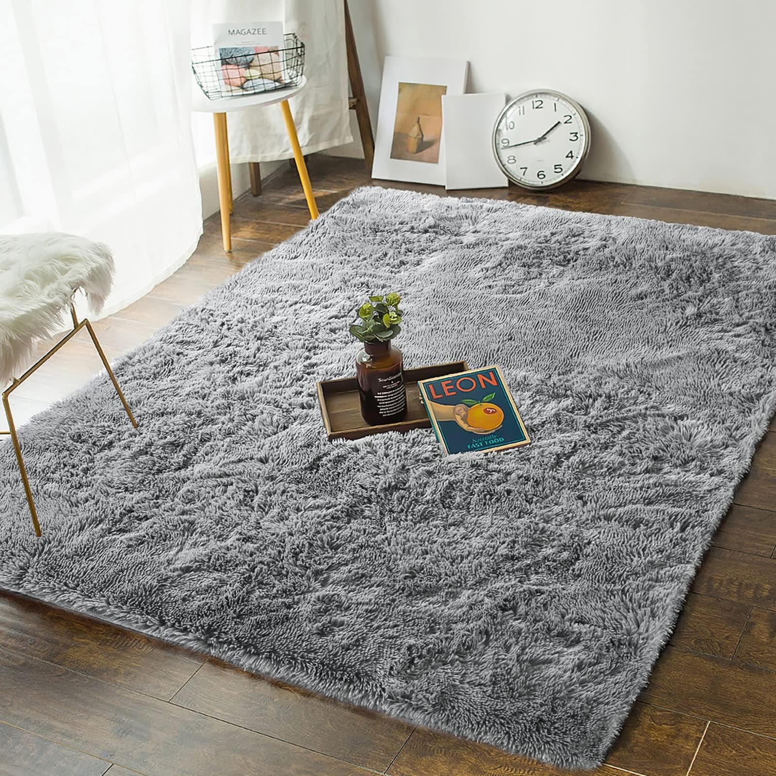 Grey Fluffy Rug - Click Here