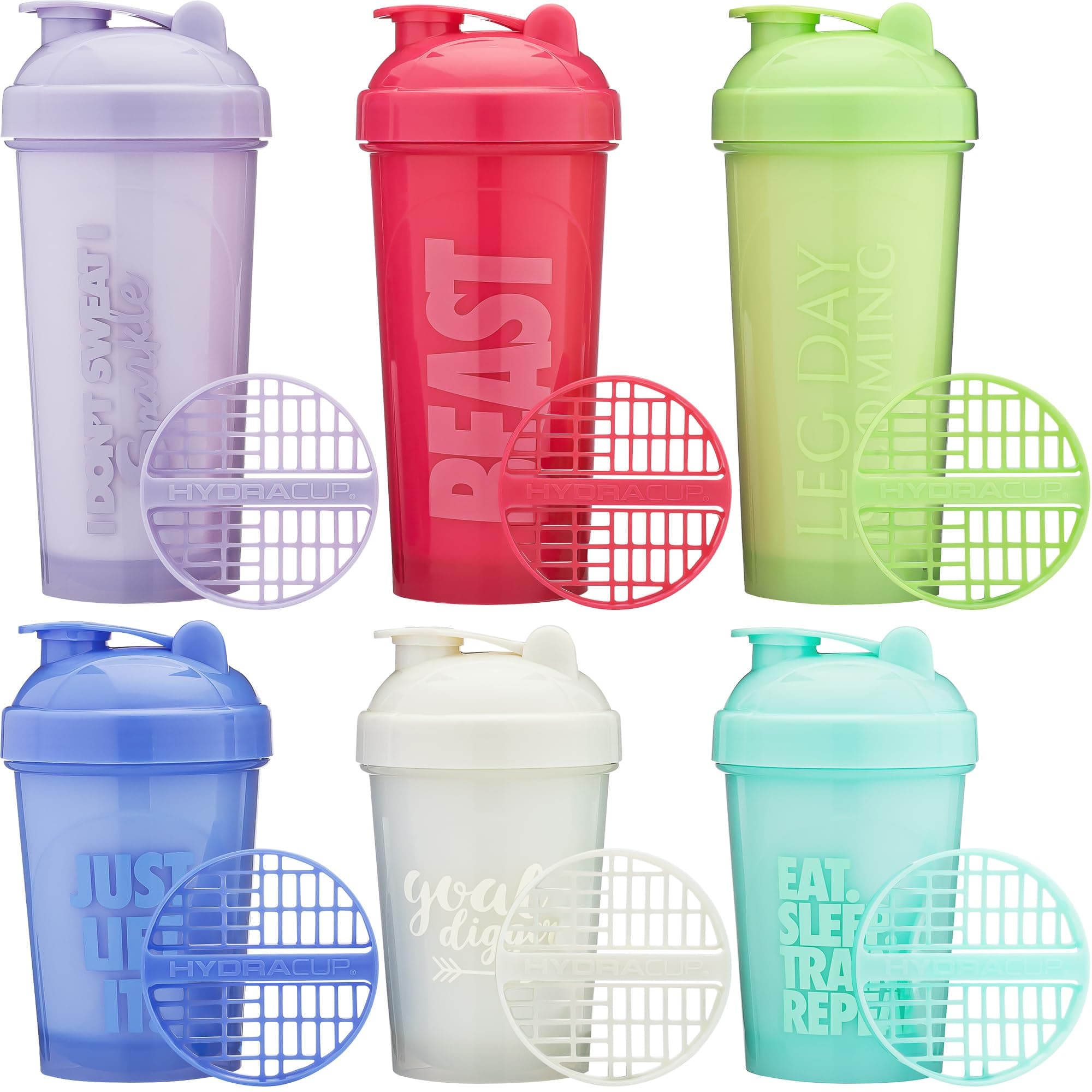 Hydra CupOG [4 Pack] 28 oz Shaker Bottles for Protein Shakes, Shaker Cups with Ball Blender Whisk, Travel To Go, BPA Free (Bright, 6 pack - 20oz & 28oz)