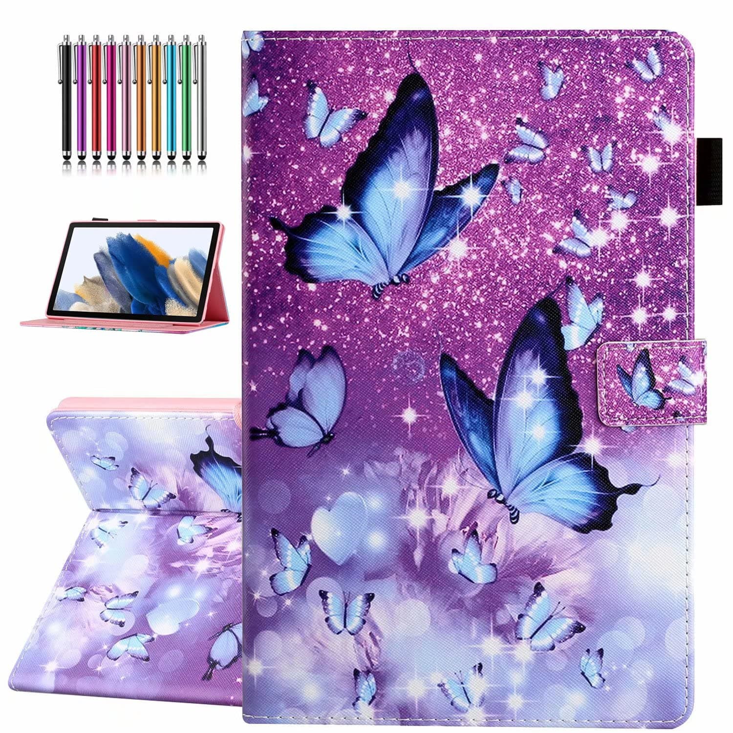 Case for Samsung Galaxy Tab S6 Lite 10.4 inch (2024/2022/2020 Release) Auto Wake/Sleep, Premium PU Leather Folding Stand Cover with Pen Holder & Multiple Viewing Angles - Butterfly
