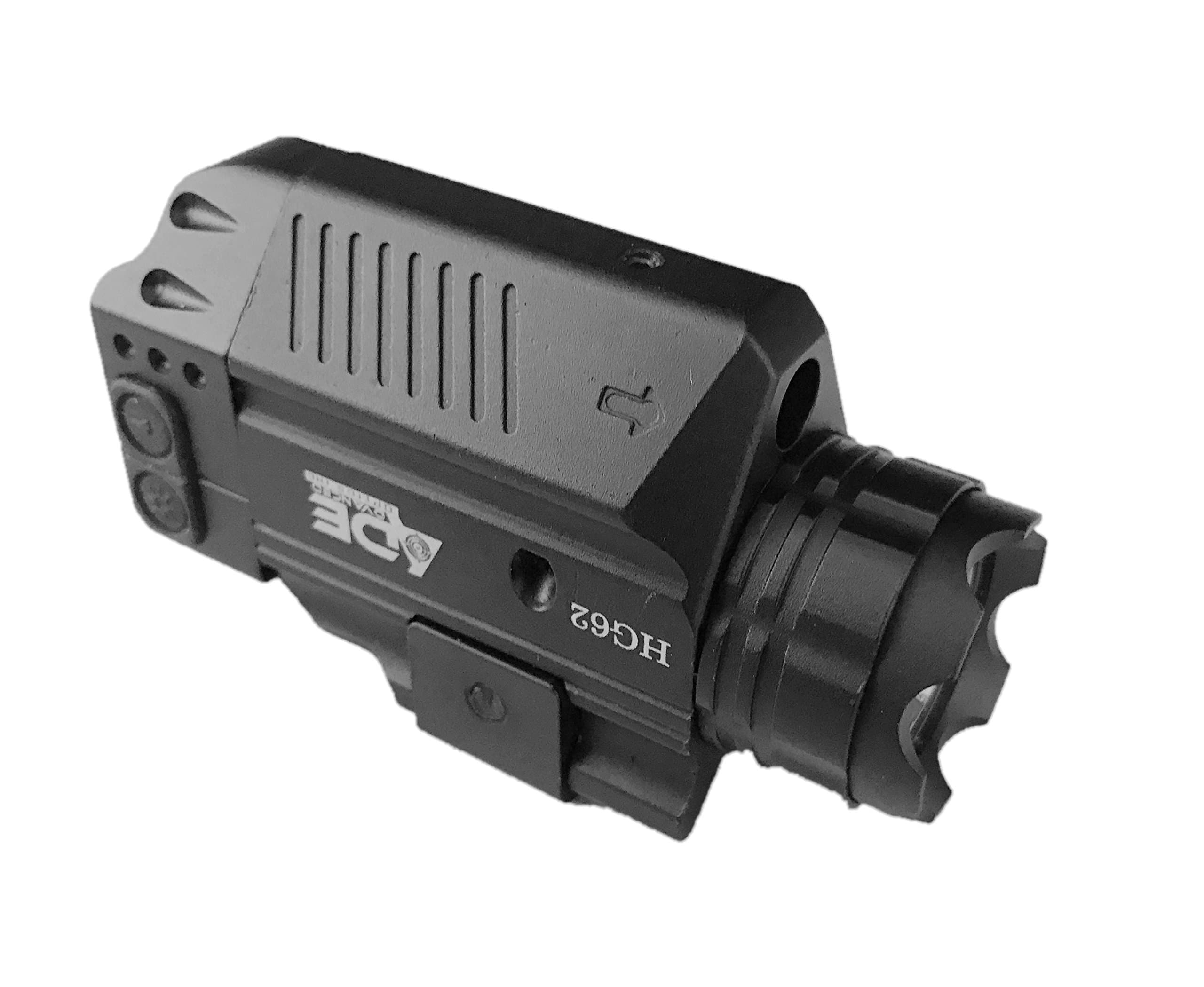 Ade Advanced Optics HG62-1 Strobe Class IIIA Green Laser Flashlight Sight for Pistol Handgun, Black