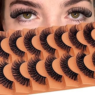 YASNAI Short Lashes Natural Look D Curl Eyelashes that Look Like Extensions Strip False Thick Volume Lash Pack 8-14mm Full 7 Pair Fluffy Wispy Cat Eye Mega Double Stacked Eyelash Small Fake Lashes