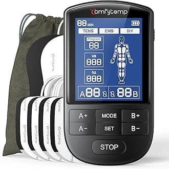 Comfytemp TENS Unit Muscle Stimulator for Pain Relief Therapy, TENS Machine with 24 Modes and DIY, Dual Channel EMS Unit, Pulse Muscle Massager for Back, Shoulder, Sciatica, Arm, 10 Electrode Pads