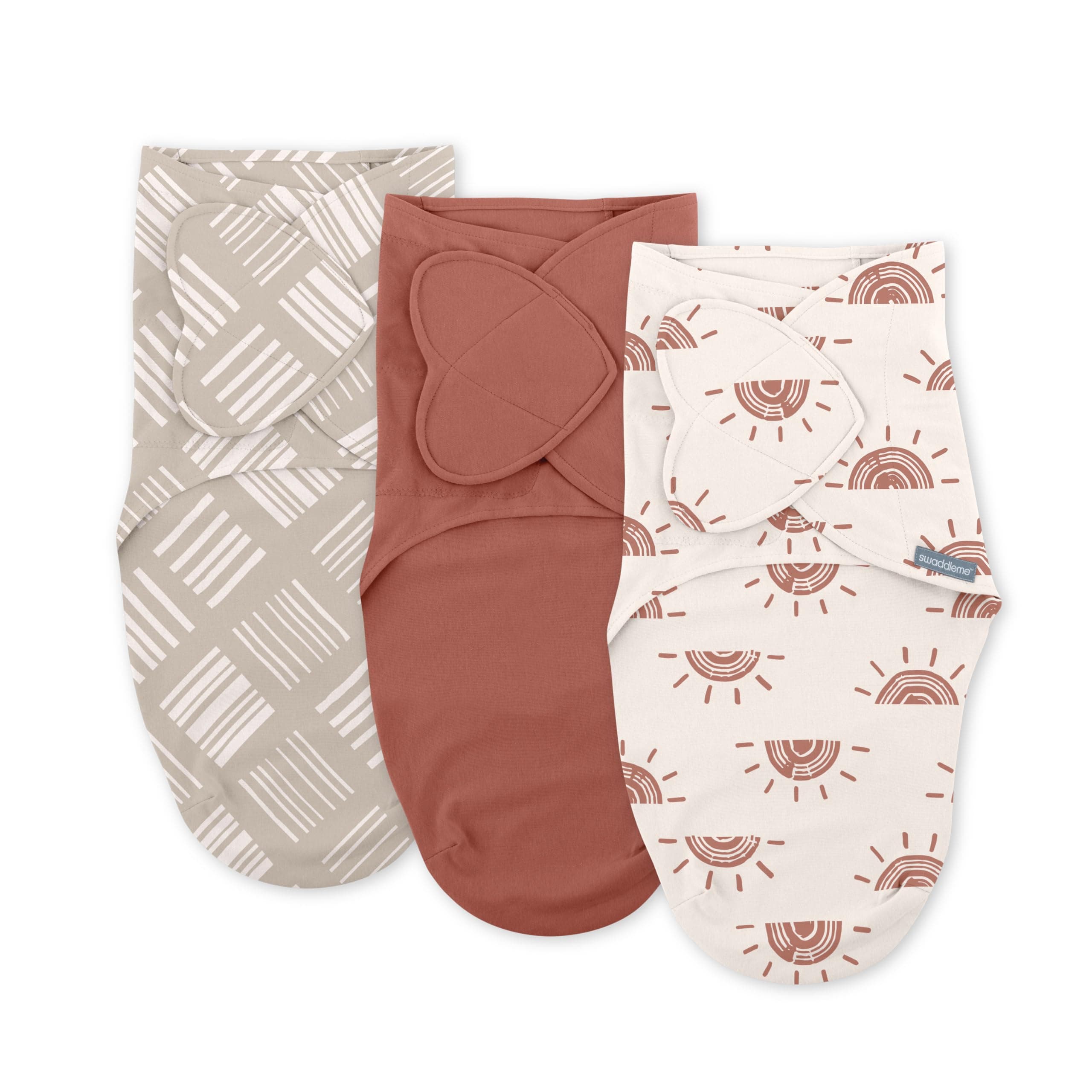 Ingenuity SwaddleMe Monogram Collection Swaddle, 3-Pack, for Ages 0-3 Months - Rising Sun, 17032