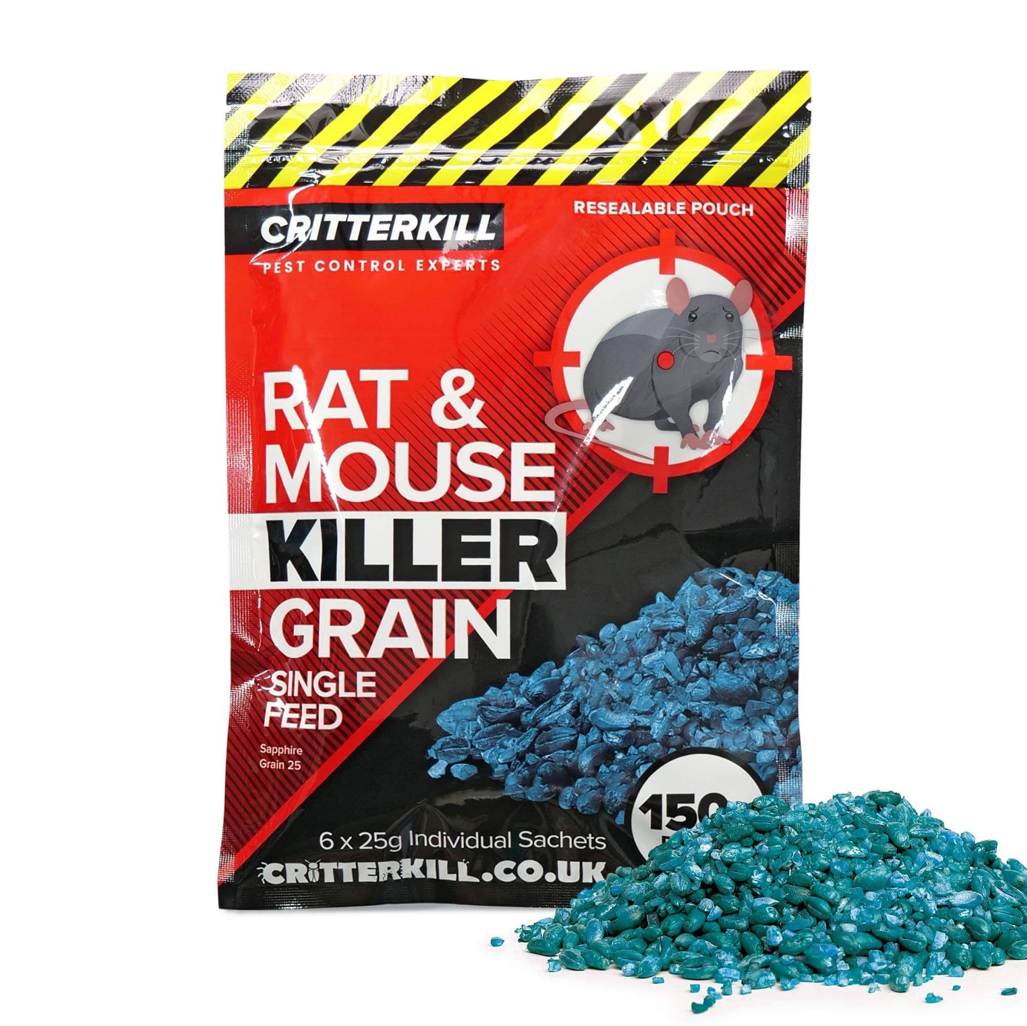 CritterKill Rat & Mouse Killer Poison Grain 150g SINGLE FEED - EXTRA STRENGTH (150g)