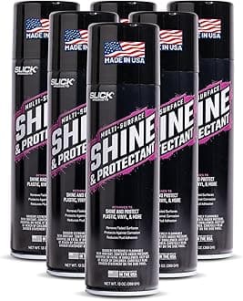 Slick Products Shine & Protectant, Long-Lasting High-Gloss Clear Coat Spray, Renew, Shine, and Protect Plastic, Vinyl, Rubber, Trim, and More (6-Pack)