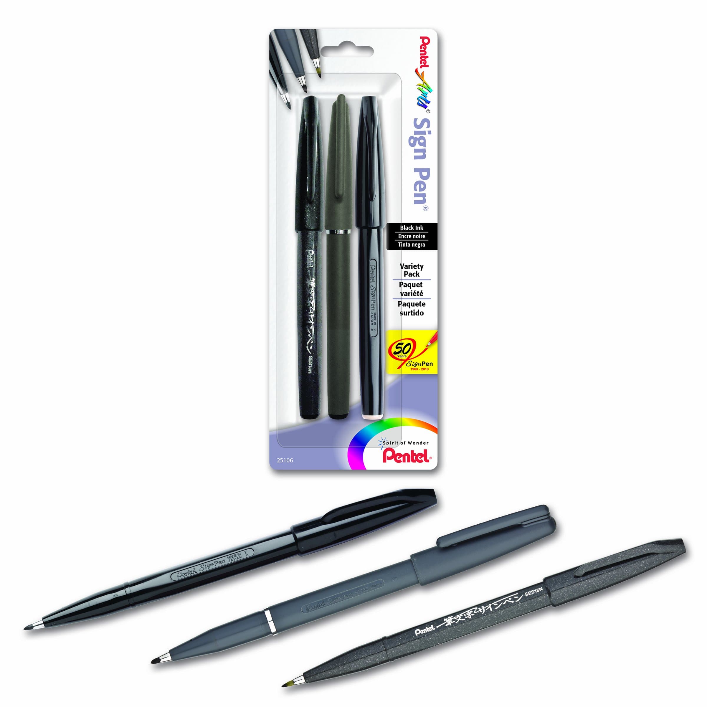 Arts Sign Pen Assorted Styles 3-PK