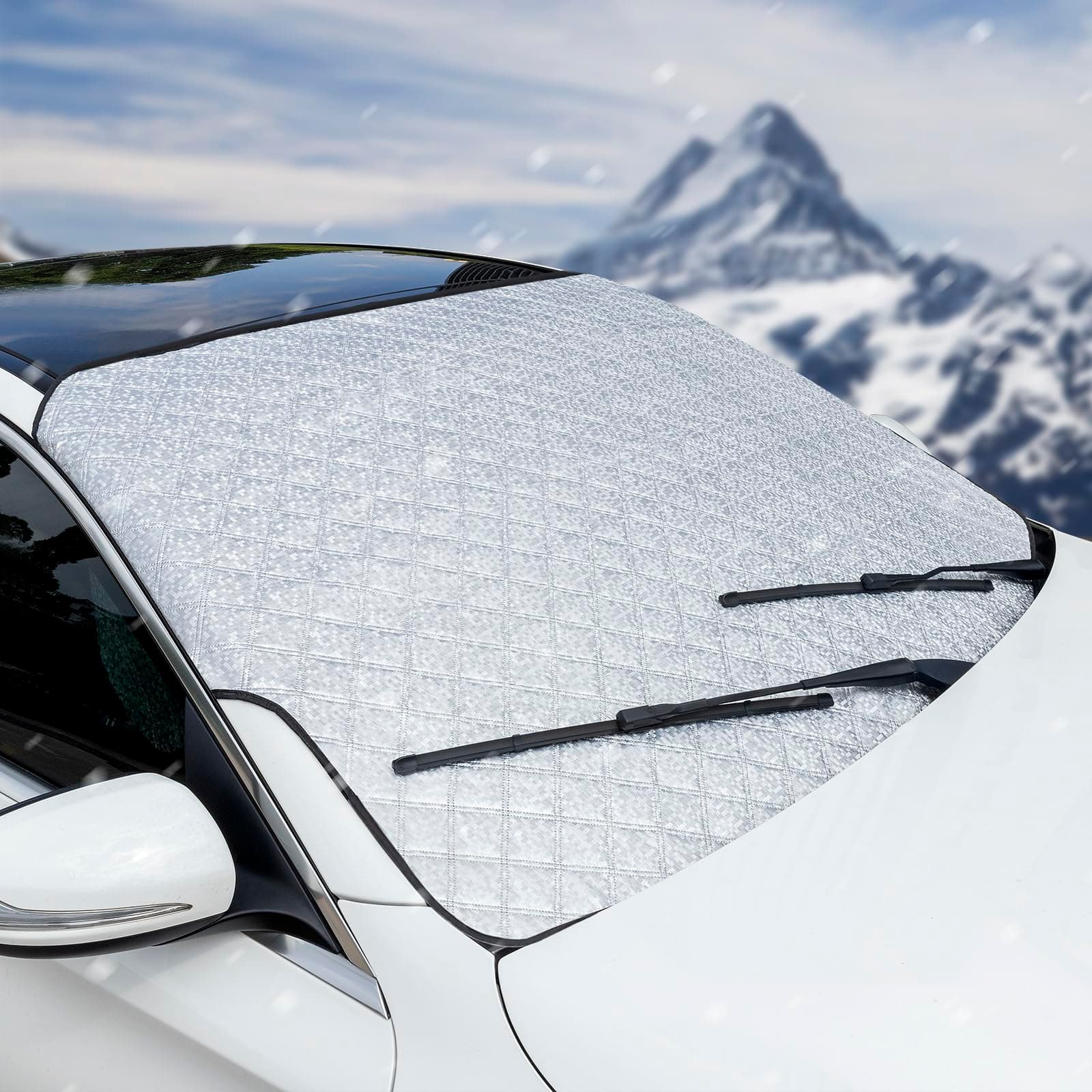 – Windscreen Cover Frost Ice Snow Protector for Winter | Windscreen Sun Shade UV Reflective for Summer | SNMIX Windshield Front Window Cover for Car SUV Van - Ultra Thick
