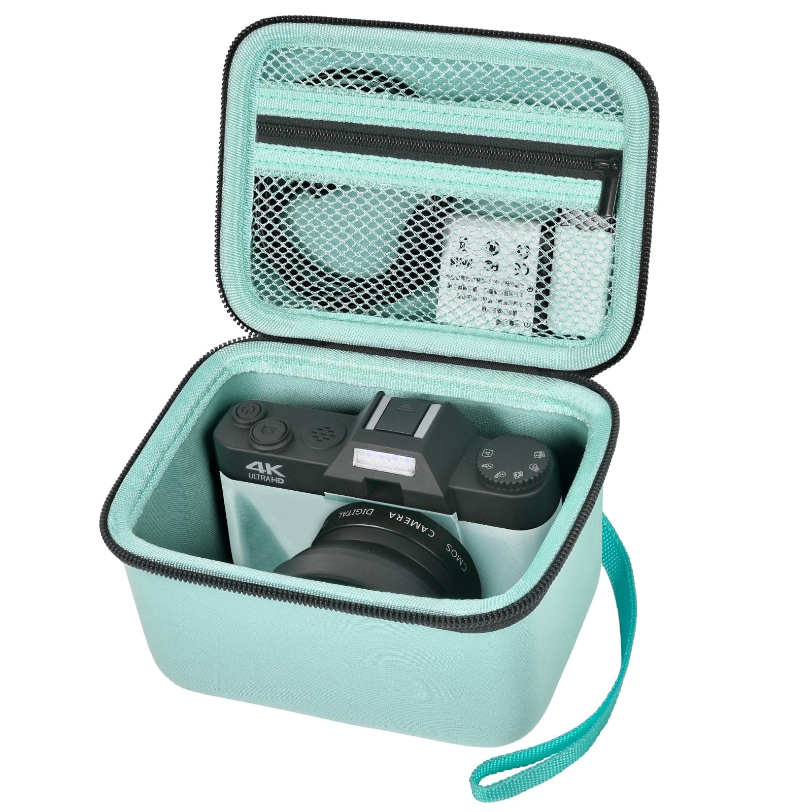 Vlogging Camera Case Compatible with for Duluvulu/for VJIANGER/for JGIPL/for TEBNGIHNM 4K Digital Cameras for Youtube. Vlog Camera Carrying Storage for Lens, Cable and Other Accessories - Green