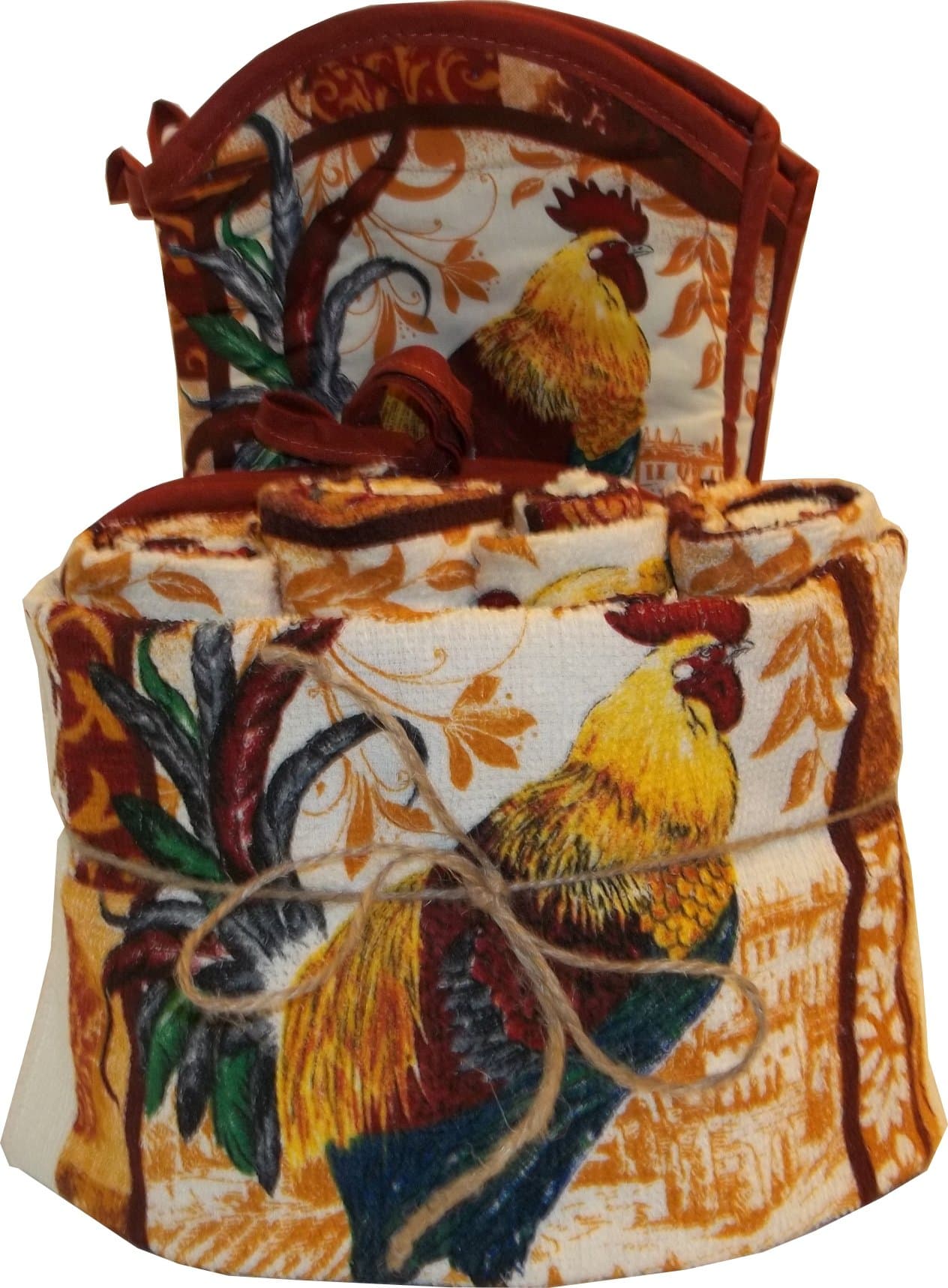 Dish Towel Set 14 Piece Print (Rooster)