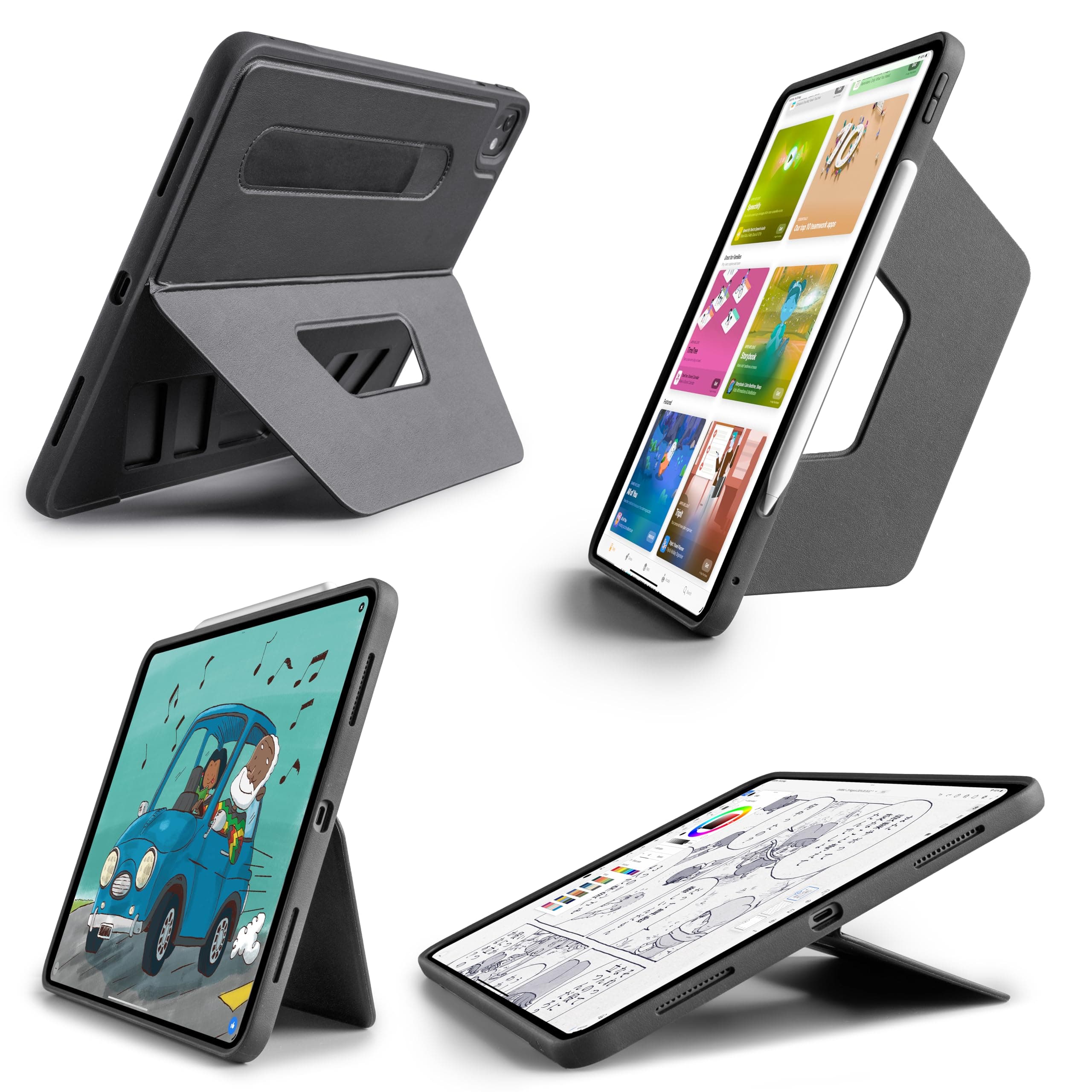 for iPad Pro 13-inch Case (M4) 2024, Adjustable Kickstand Magnetic Cover - Infinite Viewing Angles, Portrait/Landscape Stand, Apple Pencil Charging, Dove Series (Black)