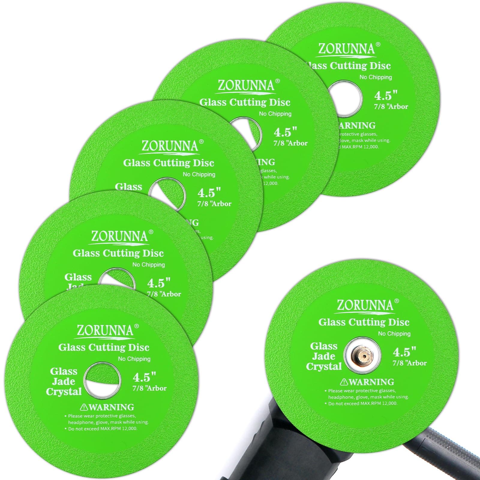 Glass Cutting Disc for 4-1/2" Angle Grinder, 5 Pack Glass Ceramic Diamond Cutting Blade Disc 7/8" (Model 115/125) for Grinding Jade, Crystal, Wine Bottles, Tile.
