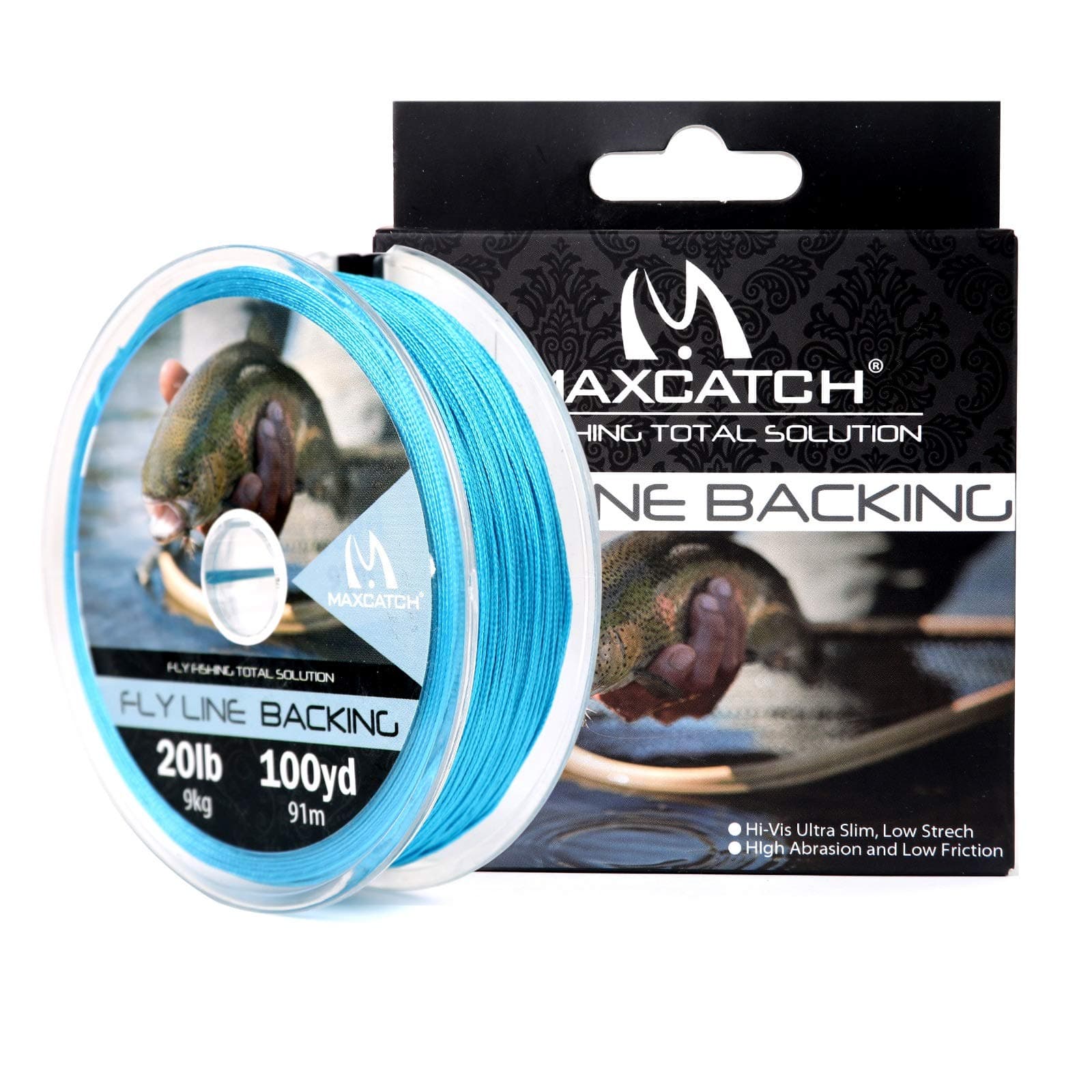 M MAXIMUMCATCH Maxcatch Braided Fly Line Backing for Fly Fishing 20/30lb(White, Yellow, Orange, Black&White, Black&Yellow, Blue, Pink, Green, Purple)