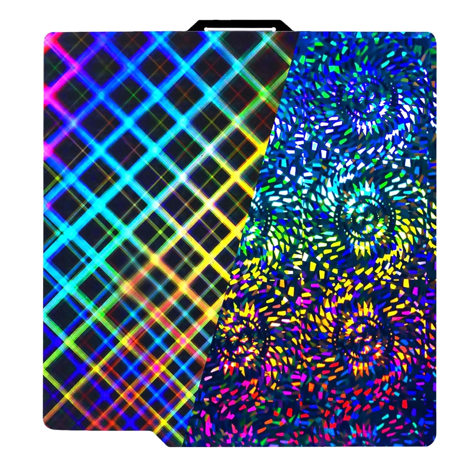 PEW PES Effect Build Plate for Bambu Lab X1/X1C/X1E/P1P/P1S/P2S/A1, Rainbow Gear+Plaid Flexible Spring Steel Plate 257x257mm Print Bed Removable Platform for Bambu Labs 3D Printers