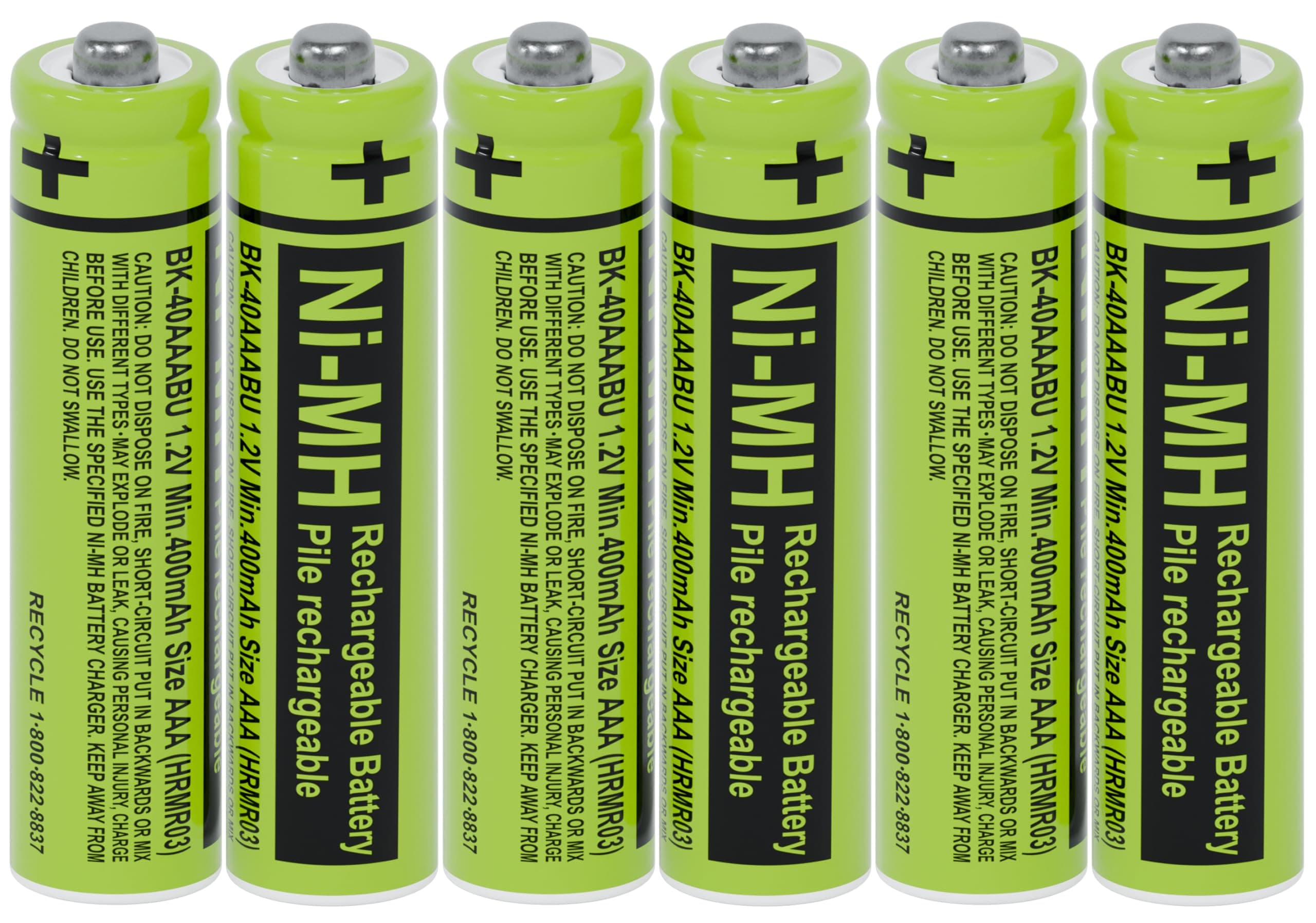 - 6-Pack BK-40AAABU Replacement 1.2V 400mAh Battery for Panasonic Cordless Phone System BK40AAABU