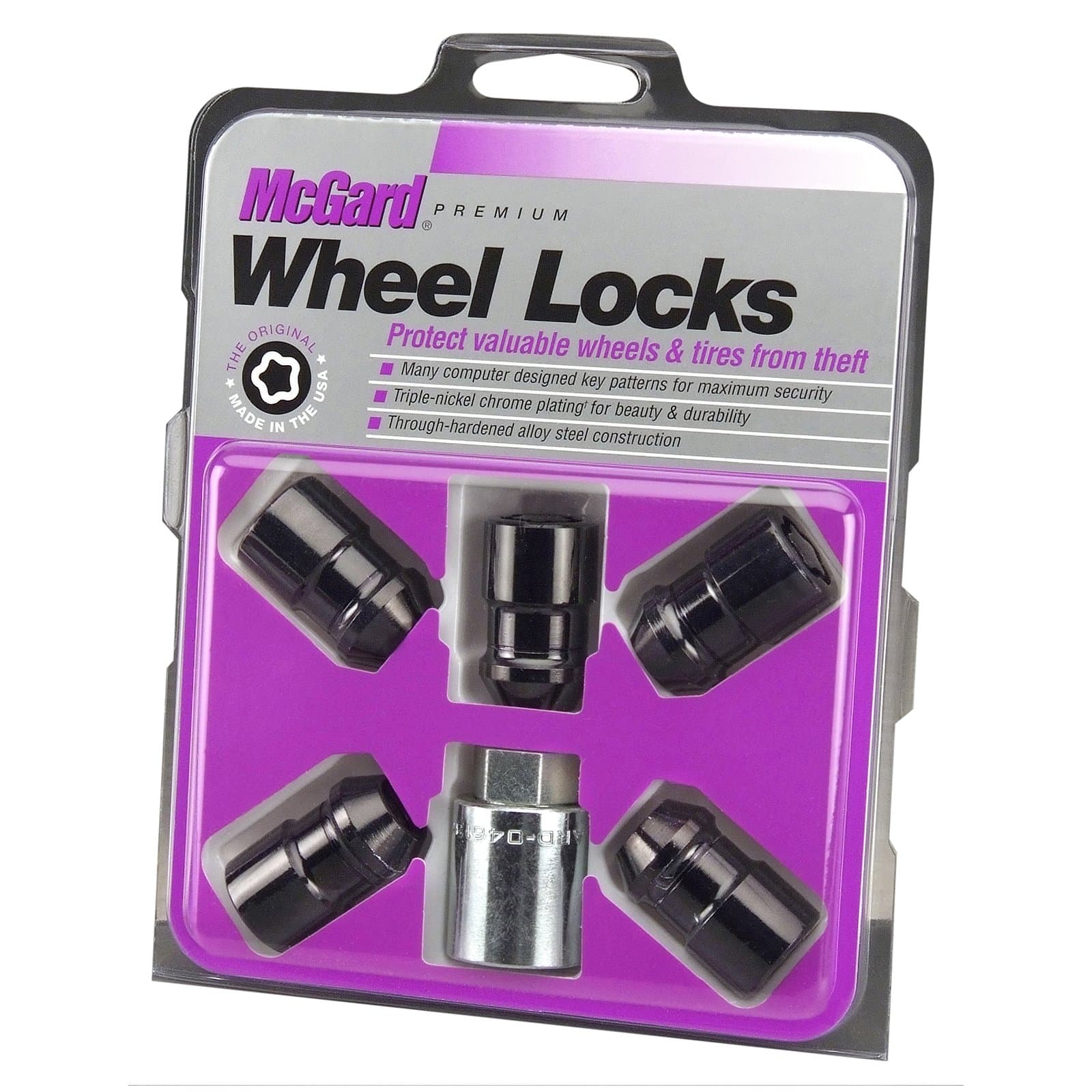 24526 Chrome/Black Wheel Locks (M12 x 1.5 Thread Size) - Set of 5