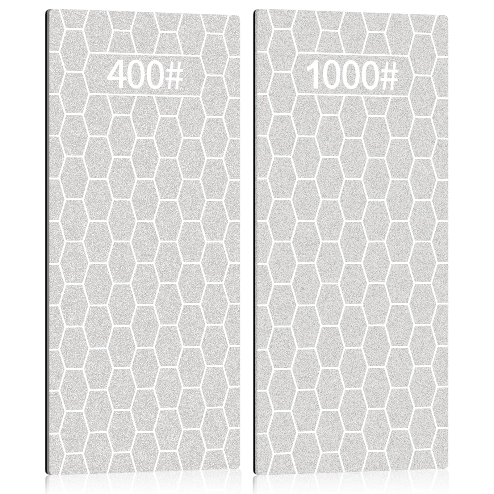 2PCS Diamond Sharpening Stone, Knife Sharpener Stone Whetstone Honeycomb Surface Diamond Sharpener Plate with Non-slip Base for Pocket Knives Scissors, Outdoor Kitchen Tools (400/1000 Grit)