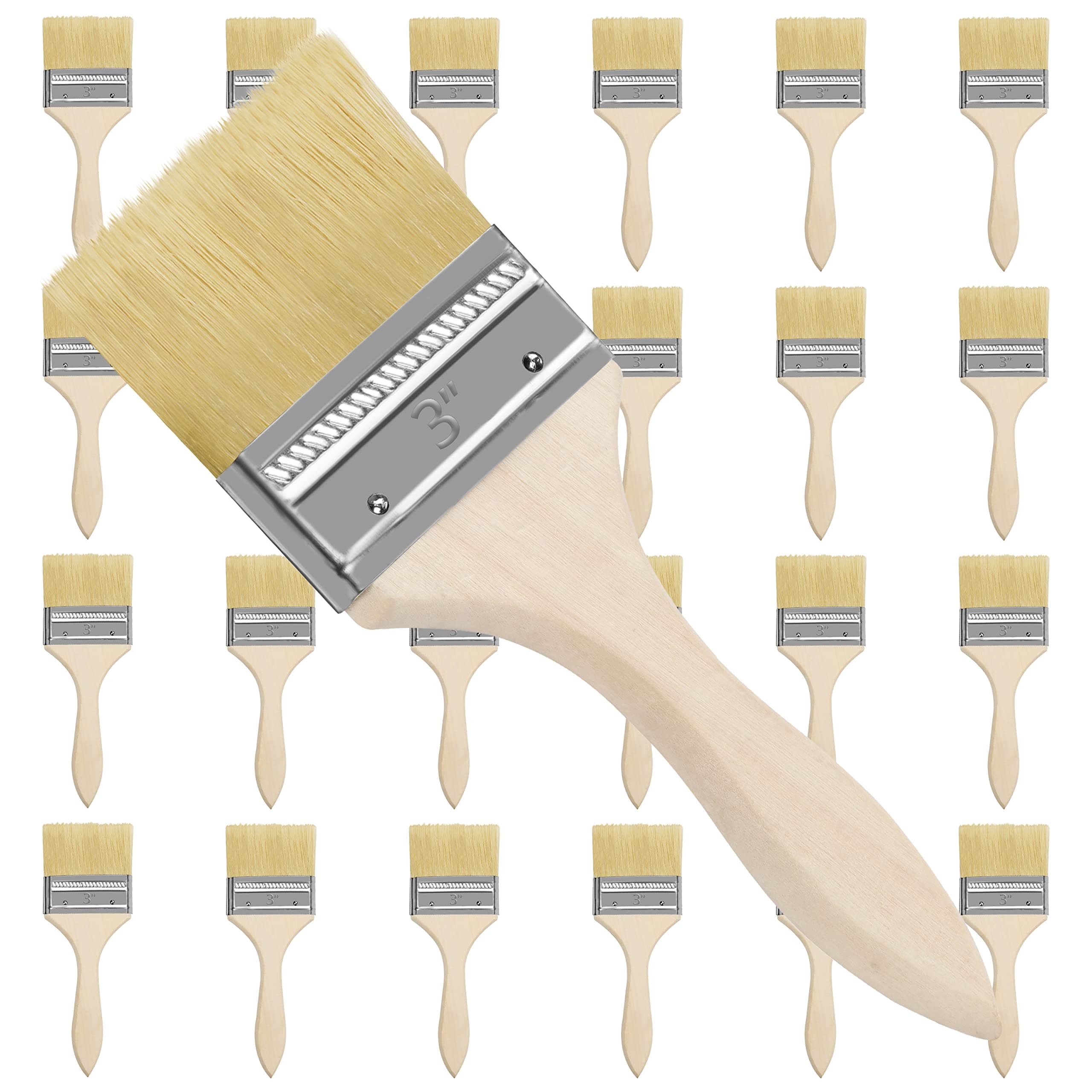 Kurtzy Paint Brushes (24 Pack) - Brush Head 76.2mm (3 inches) & Overall Brush Size 20cm (7.87 inches) - Suitable for Messy Jobs That Involve Chip Painting, Silicon, Gesso, Staining, Varnishes, Glues
