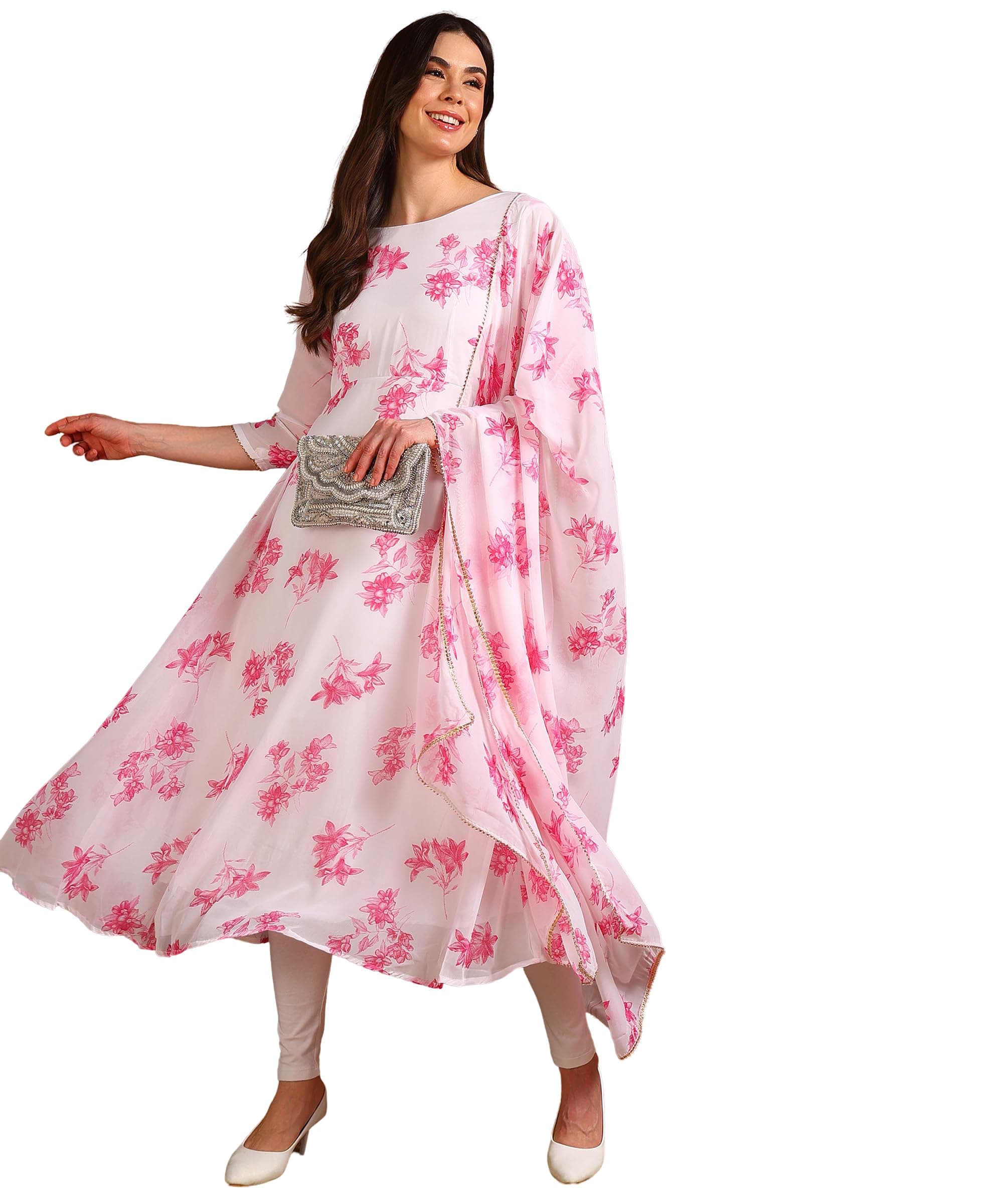 DSK Studio Flared Georgette Kurta With Dupatta