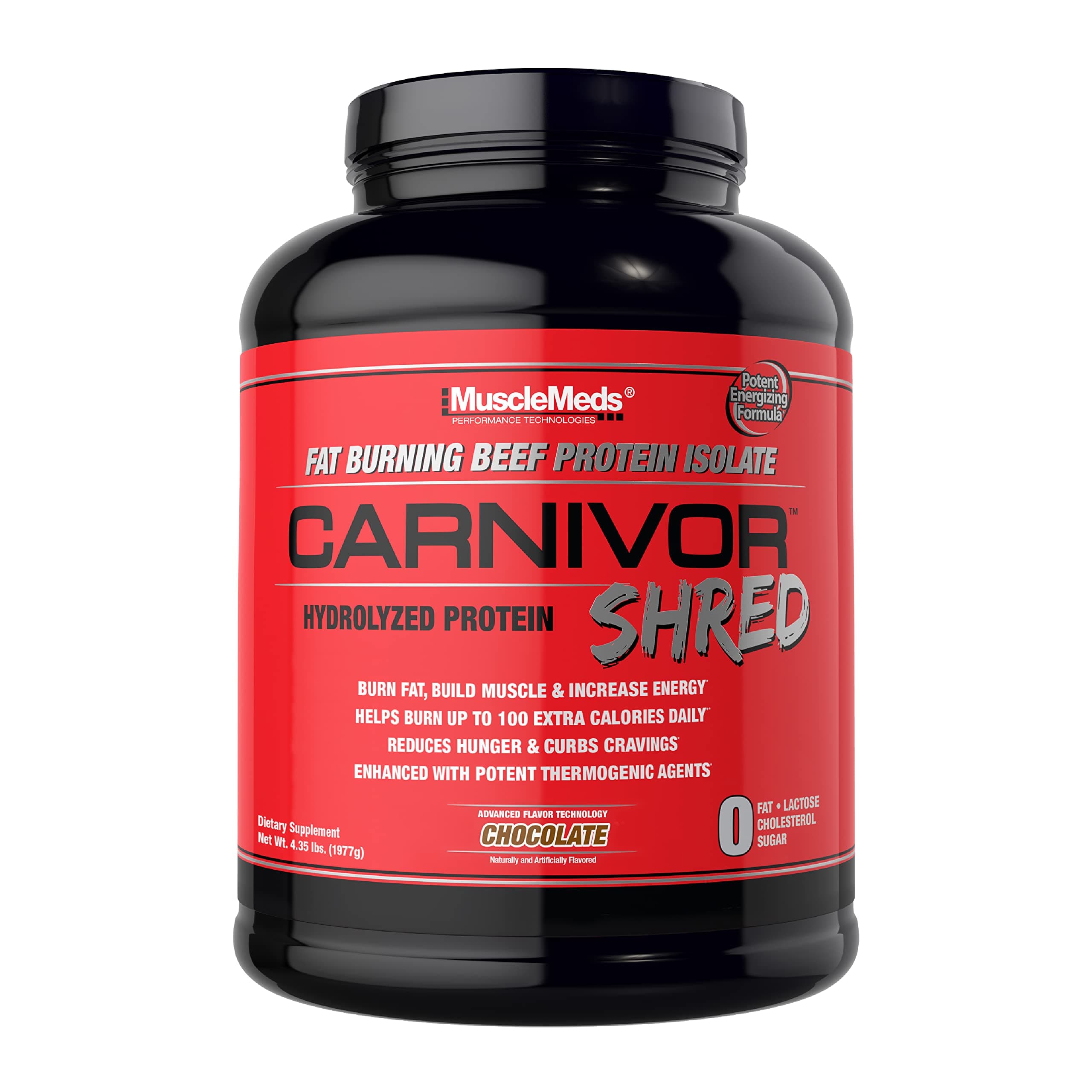 MuscleMeds Carnivor Shred Fat Burning Hydrolyzed Beef Protein Isolate, 0 Lactose, 0 Sugar, 0 Fat, Chocolate, 4.36 Pound (Includes Free SHAKER) - HALAL