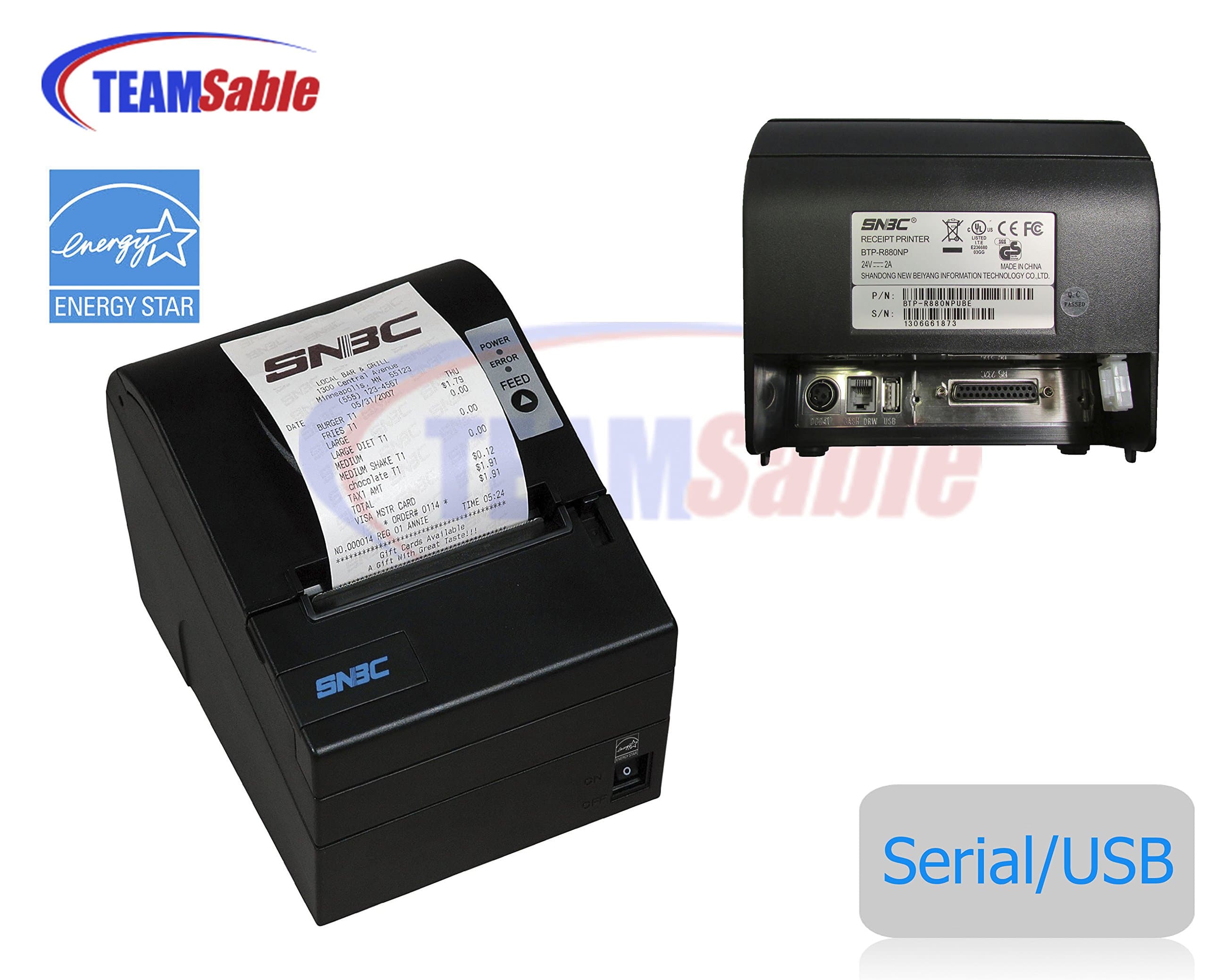 TeamSable High-speed Ready Print Direct Receipt Thermal Printer Parallel/USB (P# SA-BTP-R880NP-S) (Serial/USB)