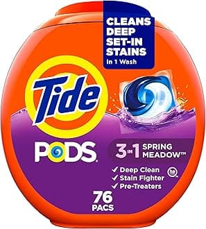PODS Liquid Laundry Detergent Soap Pacs, Powerful 3-in-1 Clean in One Step, He Compatible, Spring Meadow Scent, 76 Count