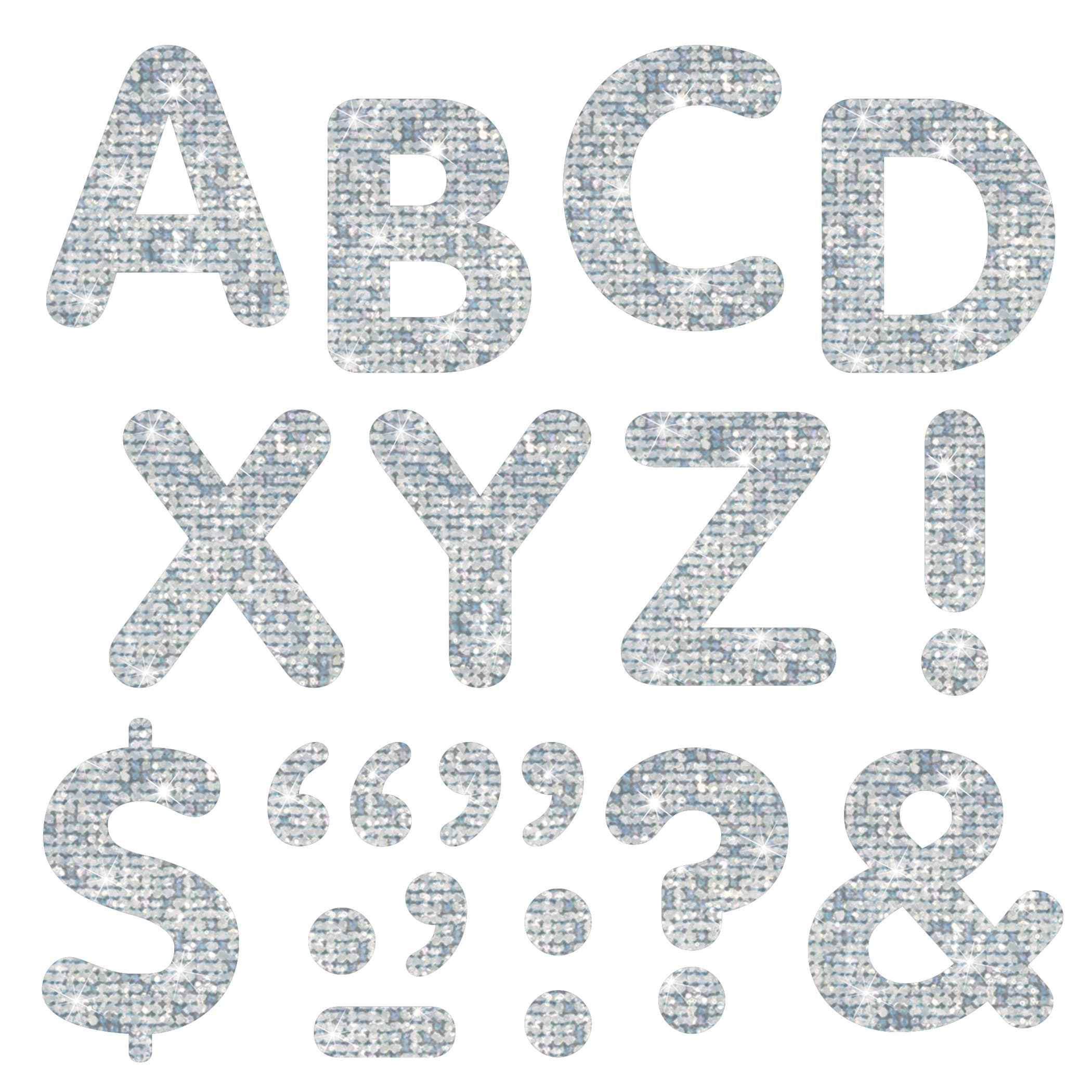 Silver Sparkle 2" Stick-EZE Letters by TREND enterprises, Inc.; 107 ct.