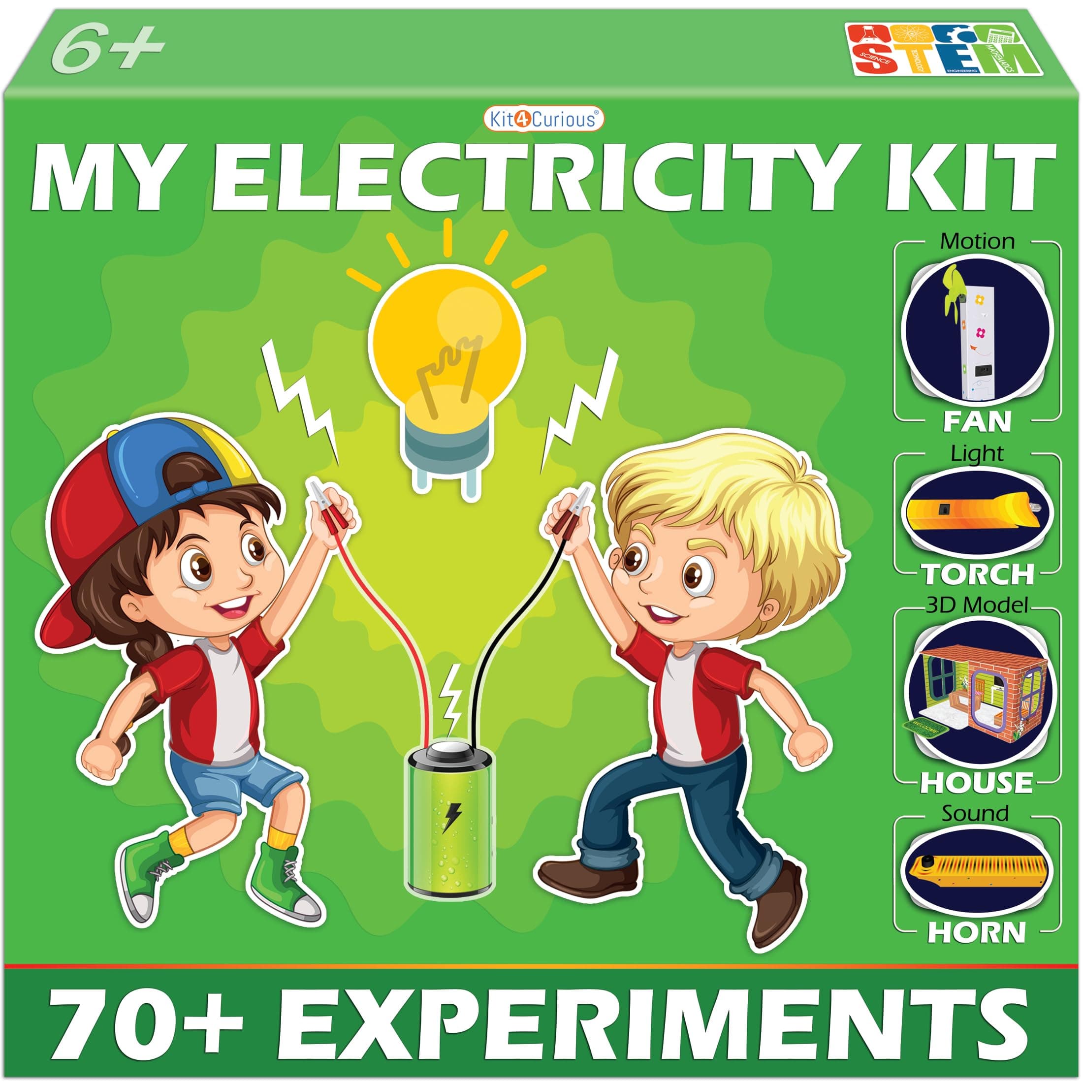 Kit4Curious My Electricity Kit 70 Projects- Science and Fun Innovation Gift Toy for Kids Age 6, 7, 8, 9, 10, 11, 12, 13, 14 Years