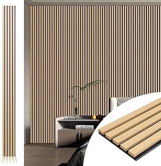 Art3d 4pcs-107 x 8in Slat Acoustic Panel for Wall and Ceiling, 3D Fluted Sound Absorbing Panel with Wood Finish, Oak