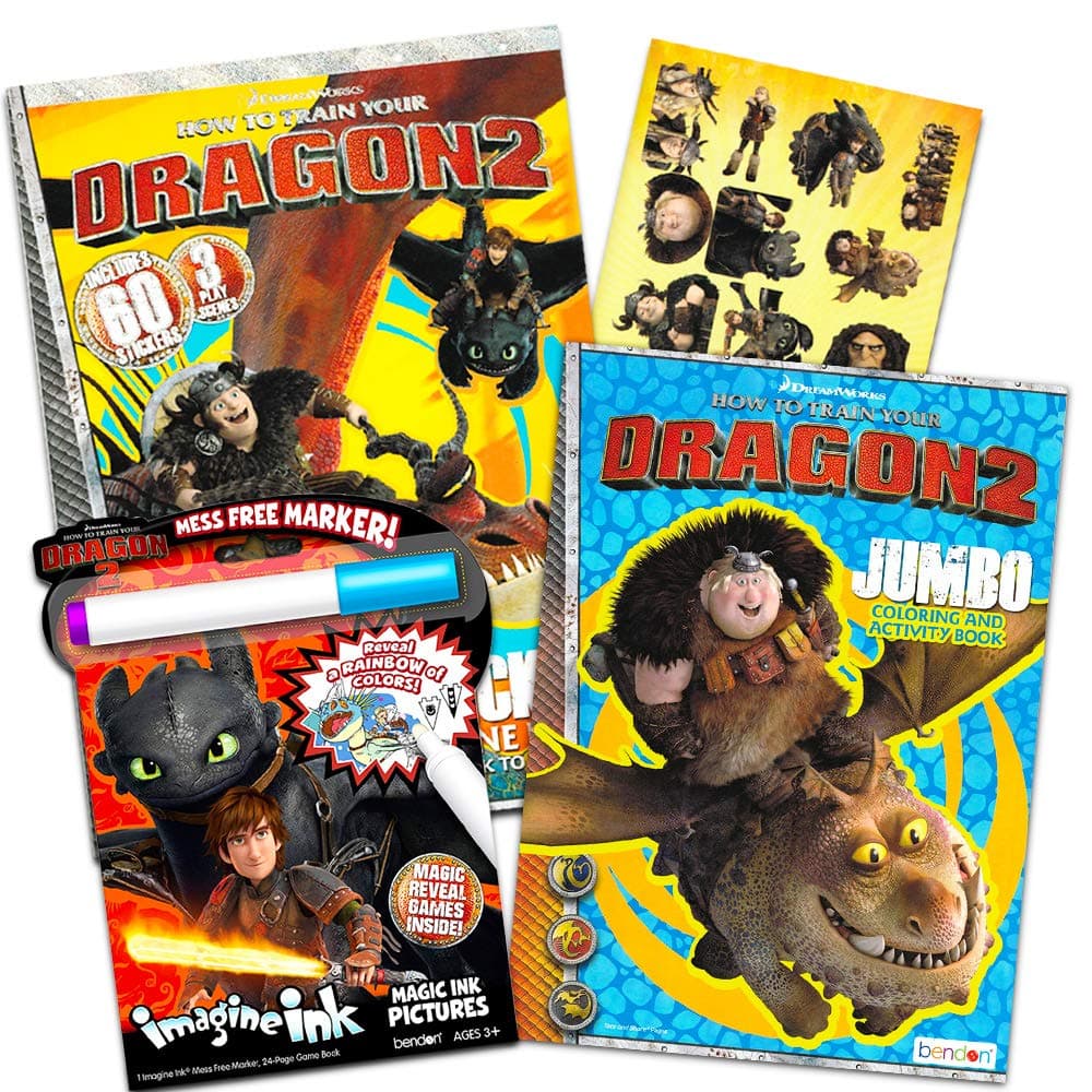 How To Train Your Dragon Ultimate Coloring and Activity Super Set -- 2 Activity Books, 1 Mess-Free Magic Ink Coloring Book, and Stickers (Party Supplies)