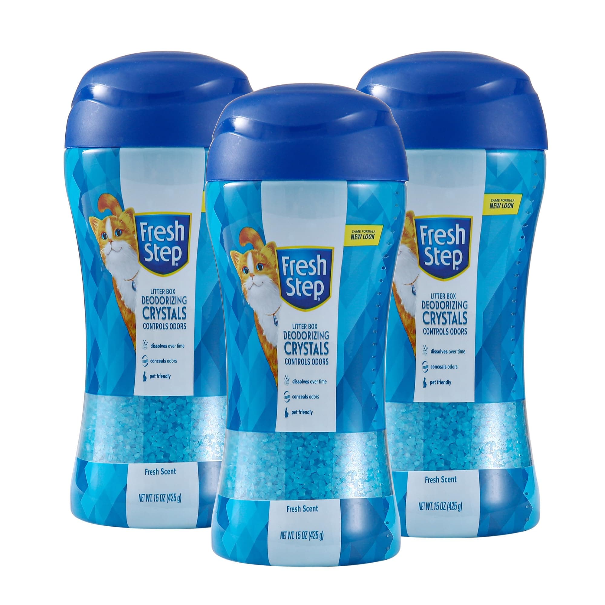 Cat Litter Crystals Deodorizer, Non Toxic Odor Neutralizing Crystals for Litter Boxes that Help Control Smells and Keep Home Areas Fresh, Fresh Scent, 15 Ounce - 3 Pack