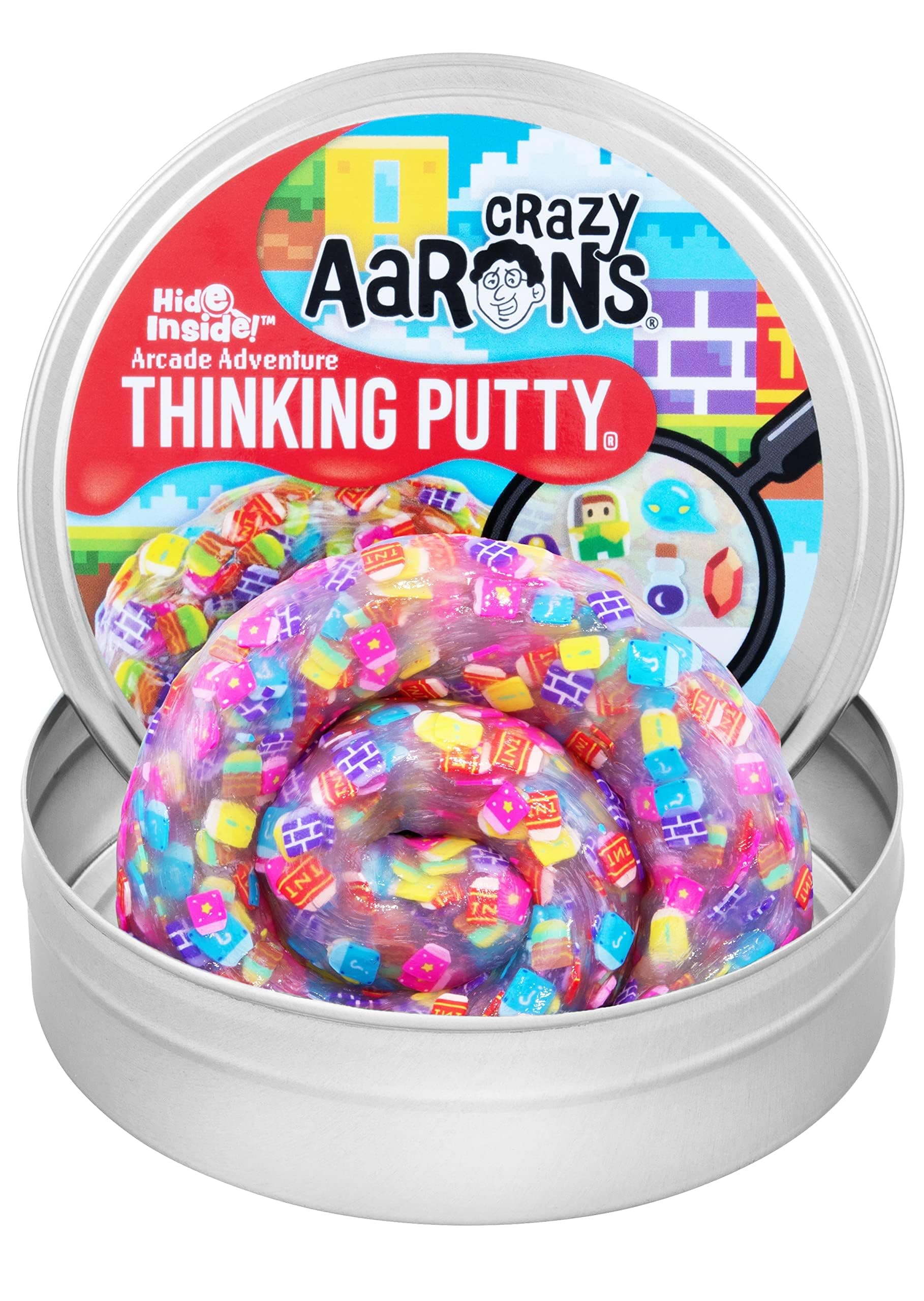 Crazy Aaron's Thinking Putty - Arcade Adventure - Multi-Color Sensory Putty for Kids and Adults in a 4" Tin - Creative and Endless Fun, Stress Relief Therapy Toys, Never Dries Out - Made in USA