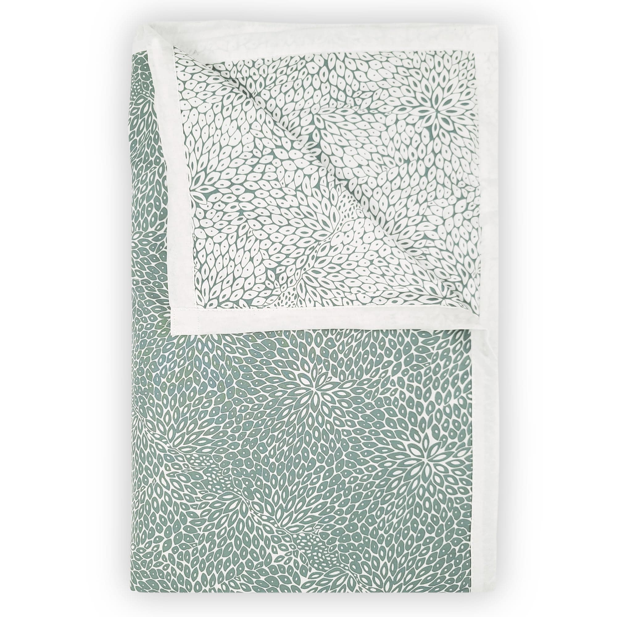 Divine Casa 120 GSM Microfiber Single Dohar | Soft & Lightweight Throw Blanket | Cozy & Breathable | All-Season Comfort | 210 x 140 CM | Floral Burst Pattern | Sage Green & White